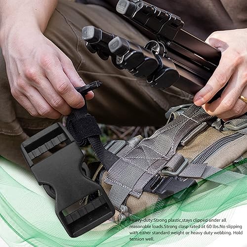 Miniatura 7 de Lxnoap Hebillas de liberación lateral rápida de 1 pulgada de ancho, doble ajustable, sin clips de costura, reemplazo de plástico resistente para