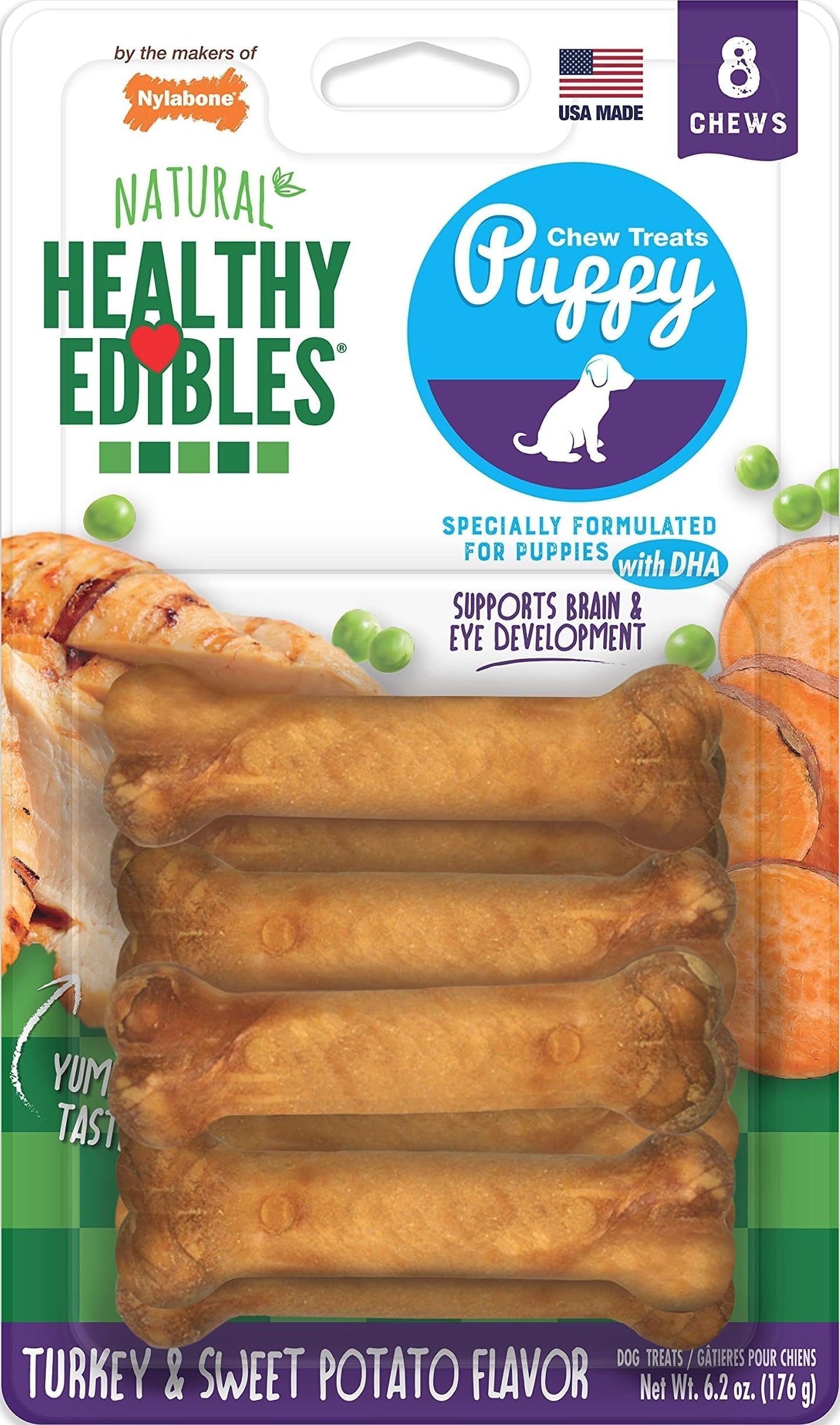 Nylabone Healthy Edibles Puppy Dog Treats, 8 Count