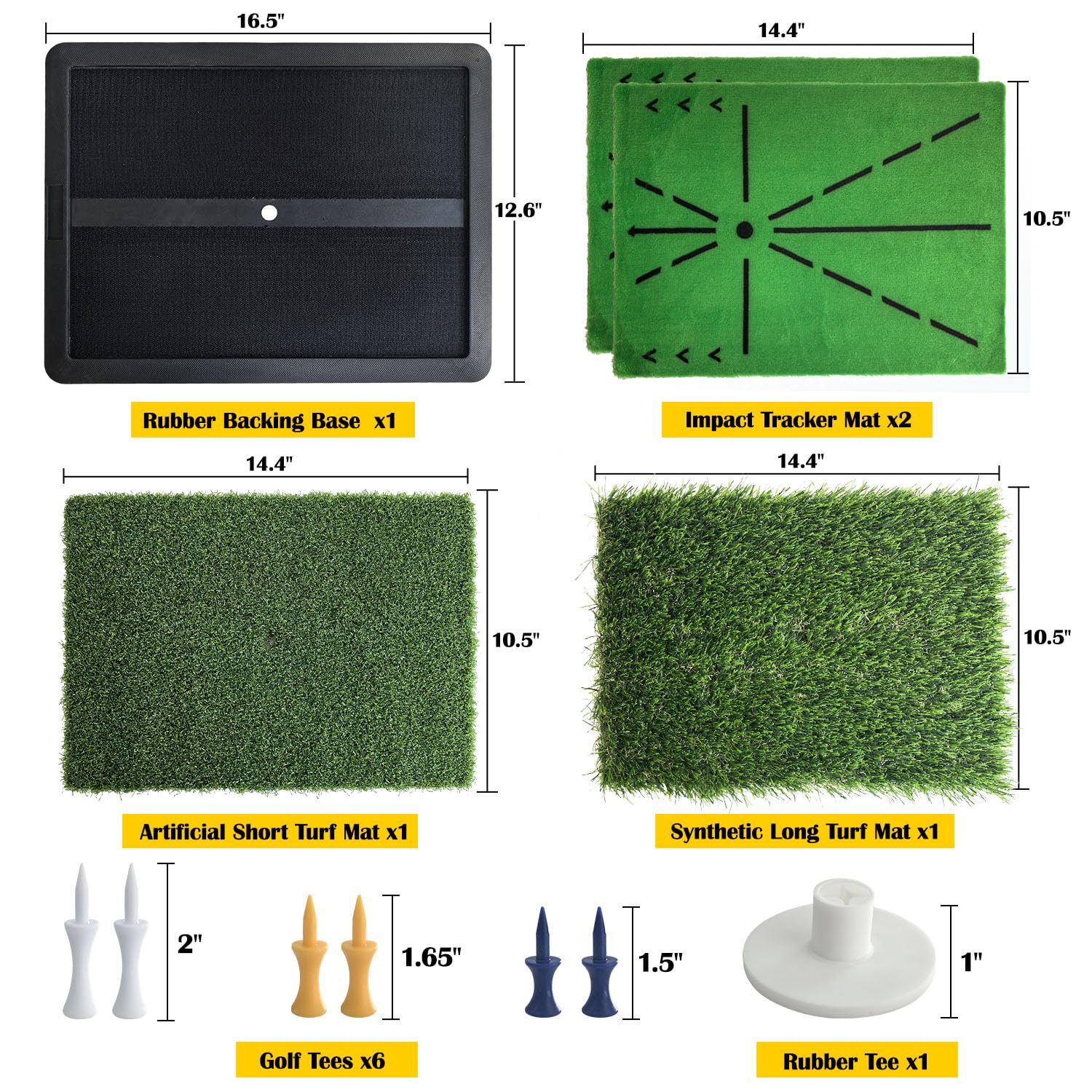 Socpuro Golf Hitting Mats for Practice & Training, 4PCS Replaceable Golf Swing Trainer Mat with No-Slip Rubber Base for Home Indoor Outdoor