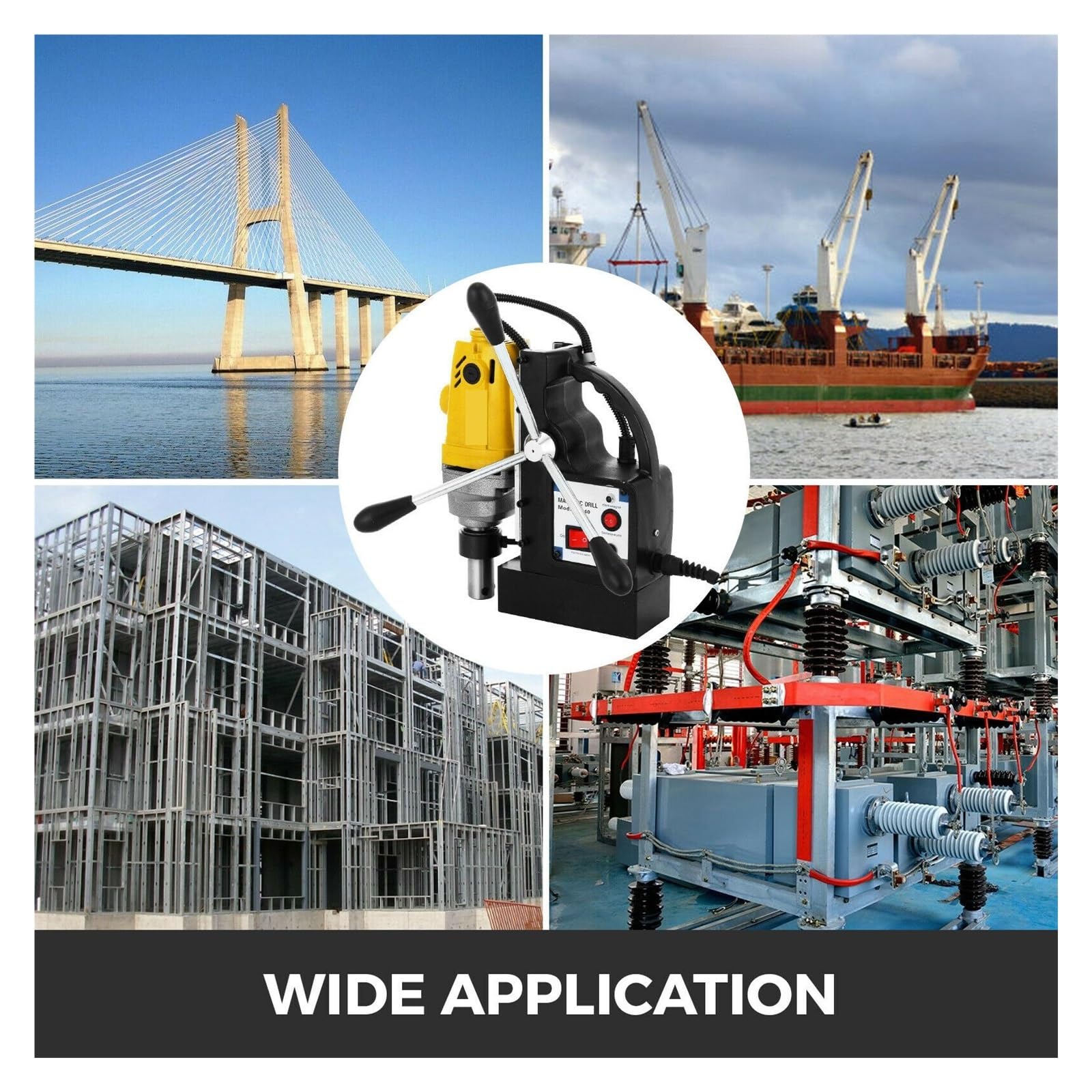 Taladro Magnético MD40, Máquina De Prensado De Taladro Magnético Ajustable En Altura, Broca Magnética De 1100W For Estructura De Acero, Construcción Naval