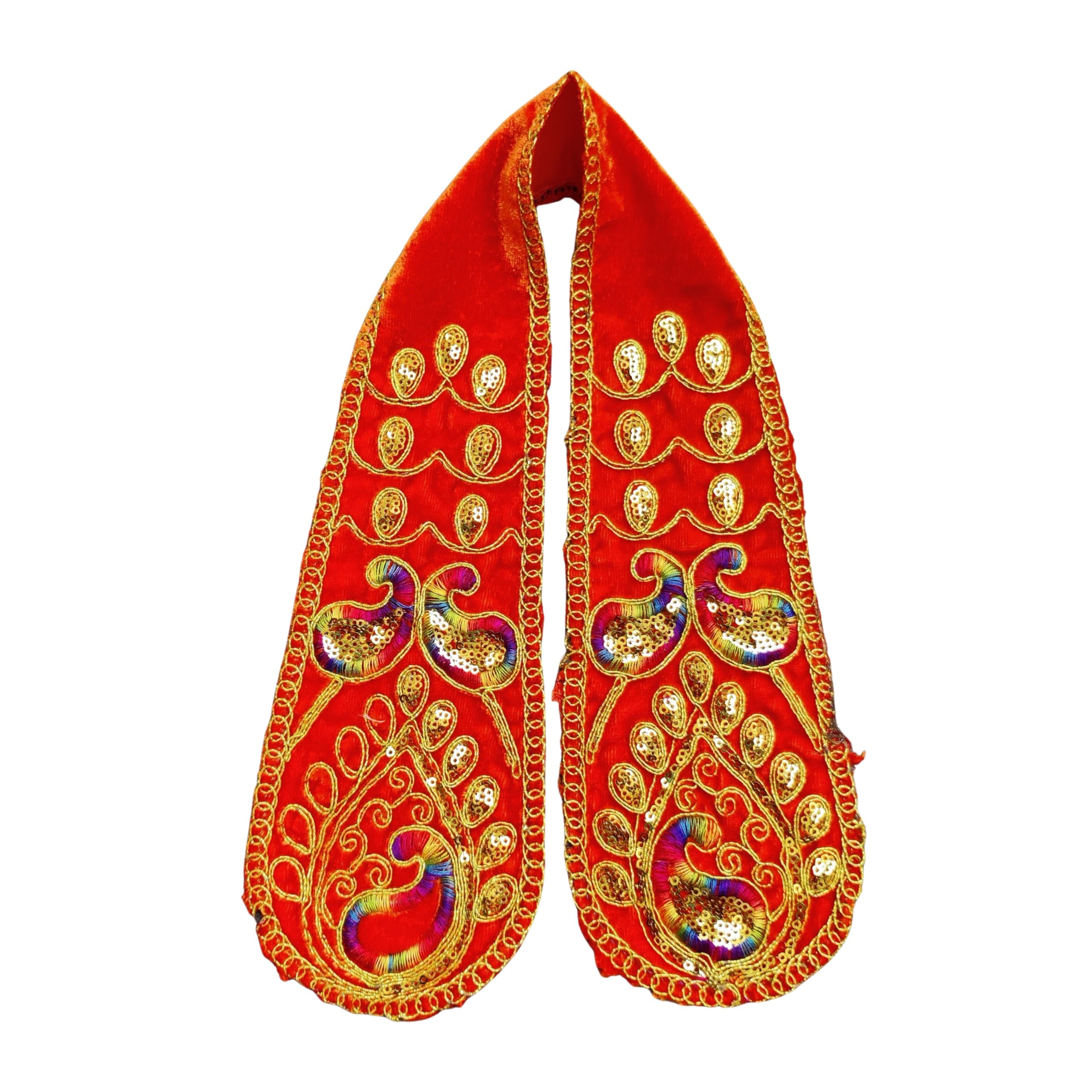 PUNYATVA Ganpati Shela in Velvet (Orange) – Khes, Patka, Uparna Vastra for Gauri Ganpati, Ganesh Chaturthi, Varalakshmi Vratam, Navratri, Durga Puja, Decoration Accessories for Idols, God Dress