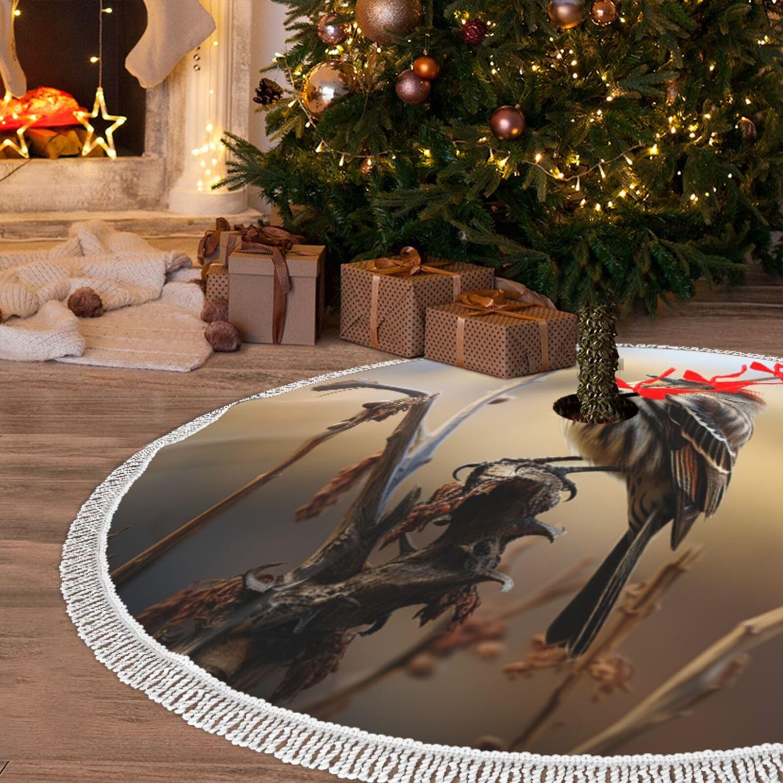 Jupe de sapin de Noël 121,9 cm à pompons pour créer de merveilleux souvenirs