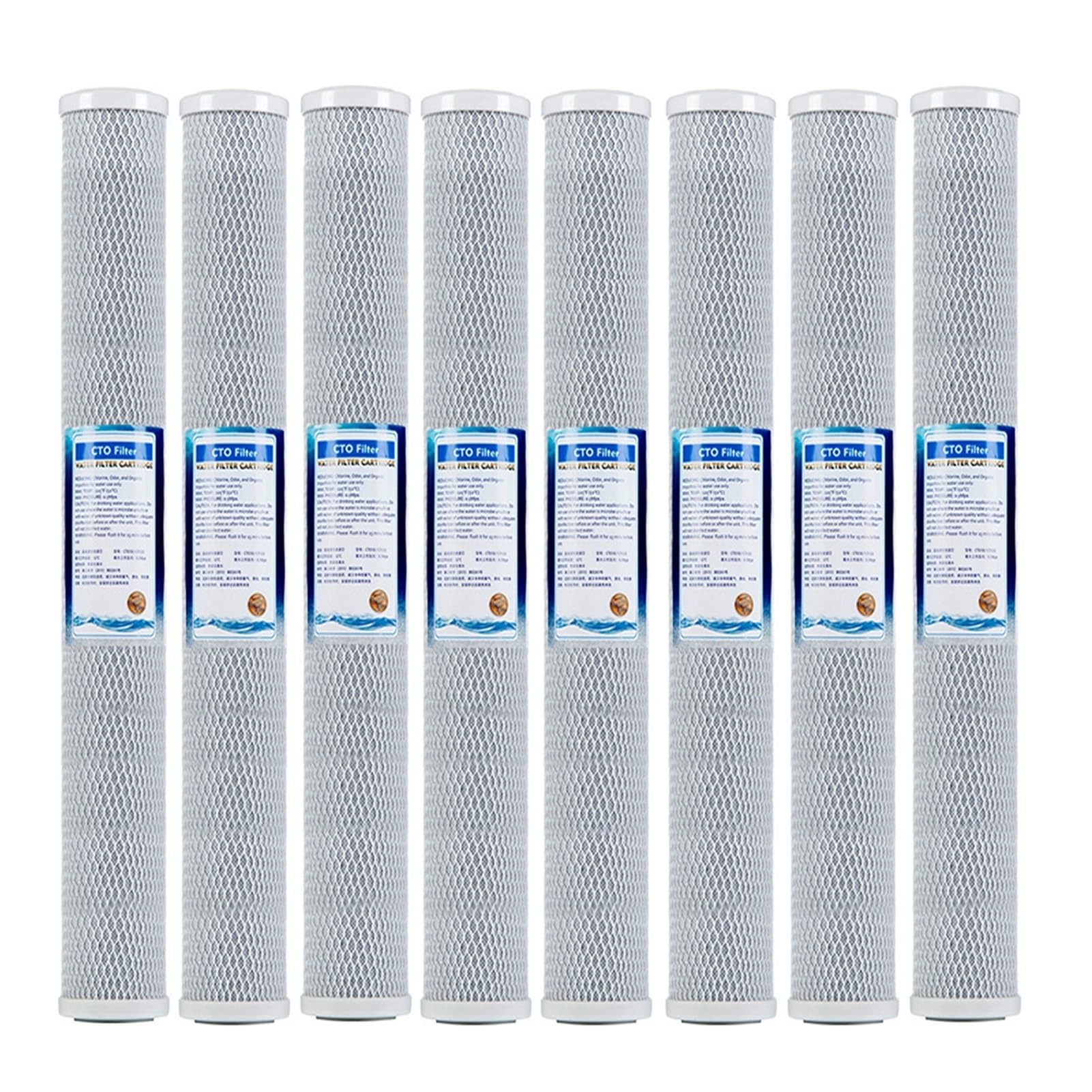 8 szt. filtrów węglowych do wody 20"x2,5", filtr węglowy CTO do wody na cały dom, odpowiedni wkład wymienny, do 20-calowych komercyjnych oczyszczaczy wody