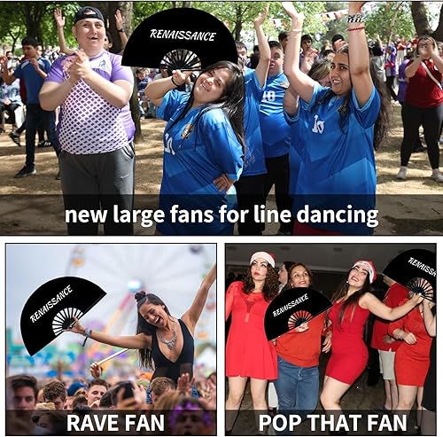 Miniatura 4 de Qchengsan RENAISSANCE - Ventilador de mano rave para conciertos grandes, ventilador renacentista plegable de mano, ventilador de festival,