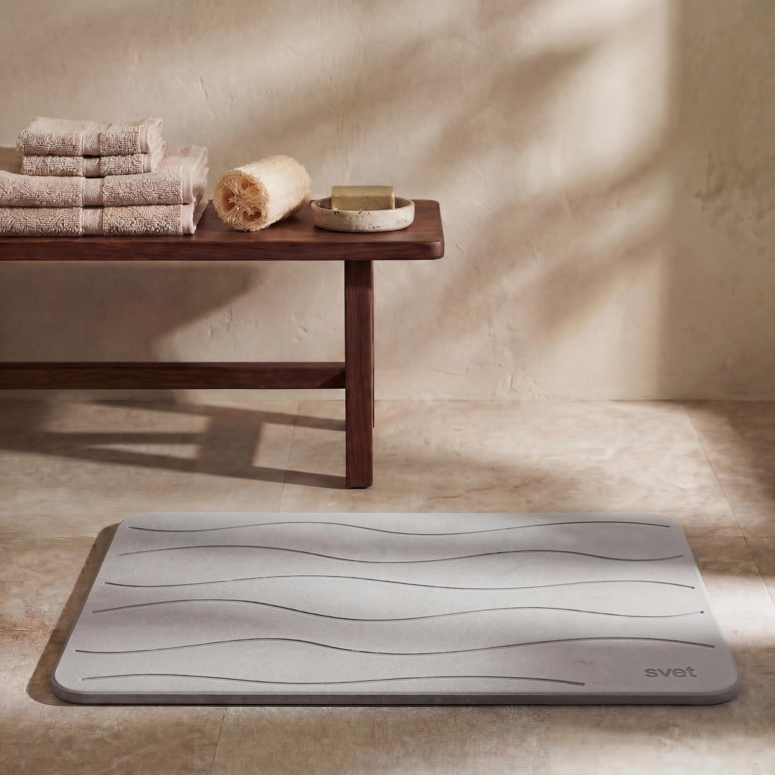 Svet - Alfombra Diatomita Baño - Secado Rápido y Ultra Absorbente, Antideslizante, Antibacteriana y Antihongos, Alfombrilla Baño Diatomita de Piedra. (Mármol Clásico) — view 22