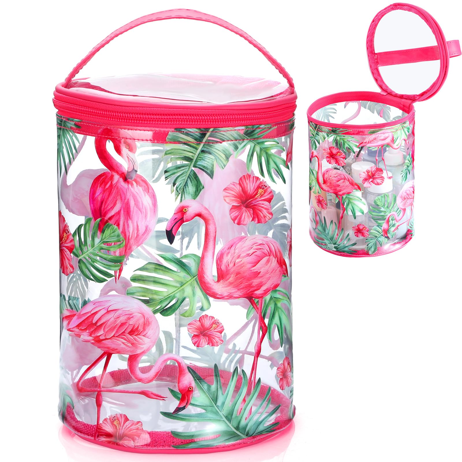 Sanwuta Beach Gifts Heavy Duty Clear Lotion Toiletry Bags for Travel Sunscreen Makeup Cosmetic Pouch Cylinder Bag Waterproof Portable Trip Bag with