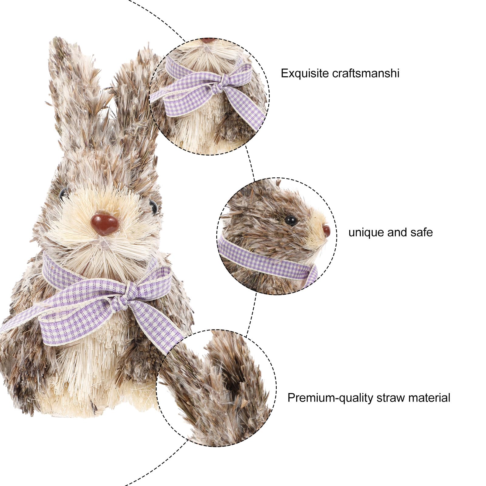 Alipis Décoration Lapin Paille Tressée Faite Main Ornement Animal pour Intérieur Chambre et Salon
