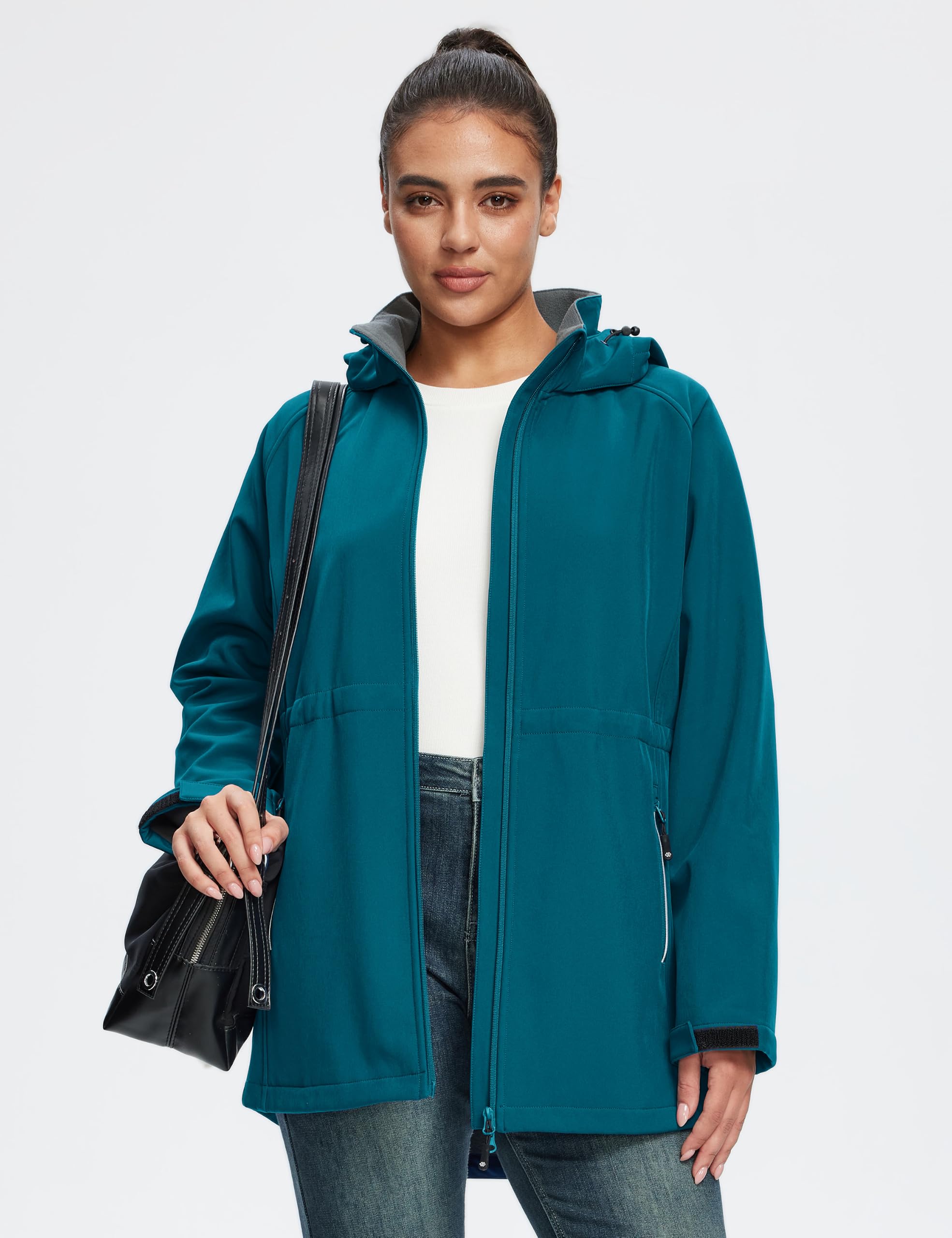 MoFiz Softshelljacke Damen Lange mit Fleecefutter Übergangsjacke EUS-2XL