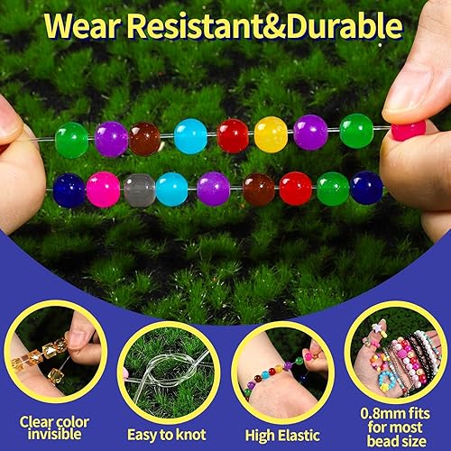 Miniatura 3 de FANDAMEI Cuerdas elásticas de 0.031 in para pulseras, cordón elástico de cristal para hacer joyas, cordón elástico transparente para abalorios, hilo