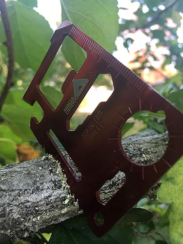 Miniatura 5 de herramienta múltiple de supervivencia, del tamaño de tarjeta de crédito, para bolsillo, de acero inoxidable, 11 en 1, Rojo