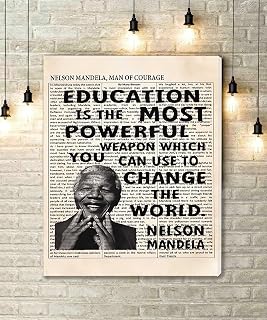 KEJPU Canvas Wall Art Nelson Mandela Saying Poster,Education Is The Most Powerful Weapon Which You Can Use To Change The World Art Artwork for Living Room Office Decor Framed Ready to Hang 8"x12"