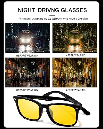 Miniatura 4 de TJUTR Night Vision Driving Glasses for Men Women, Polarized Anti Glare Yellow Lens Glasses for Driving at Night Time TN2482