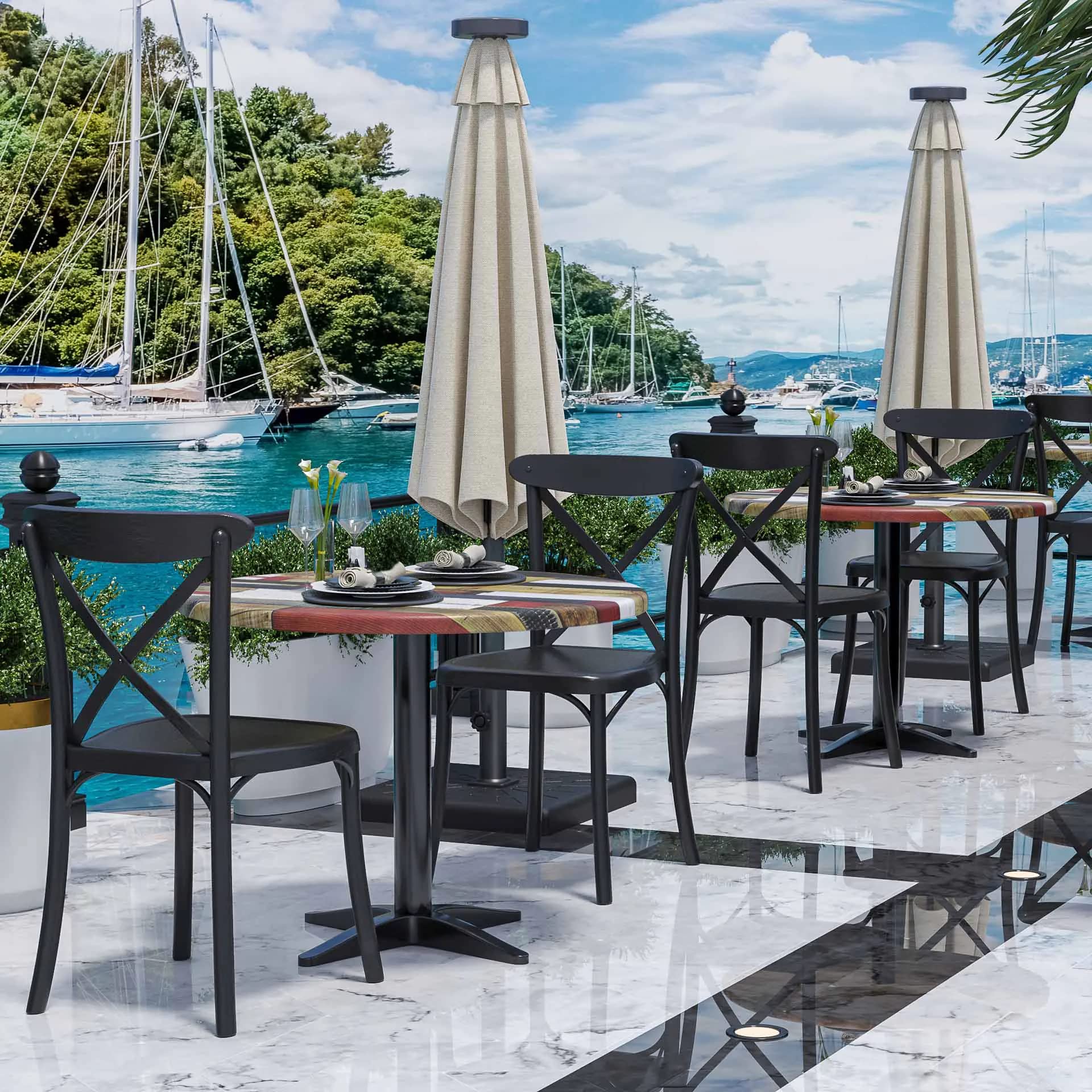 werzalit campingtisch GGMMÖBEL WERZA | Tischplatte | Vintage Bunt | Ø 70 cm | Topalit Gartentischplatte | Perfekt für klappbare Gartentisch, Esstisch | Wasserfest | Restaurant, Cafe, Bar Rahmengröße:17