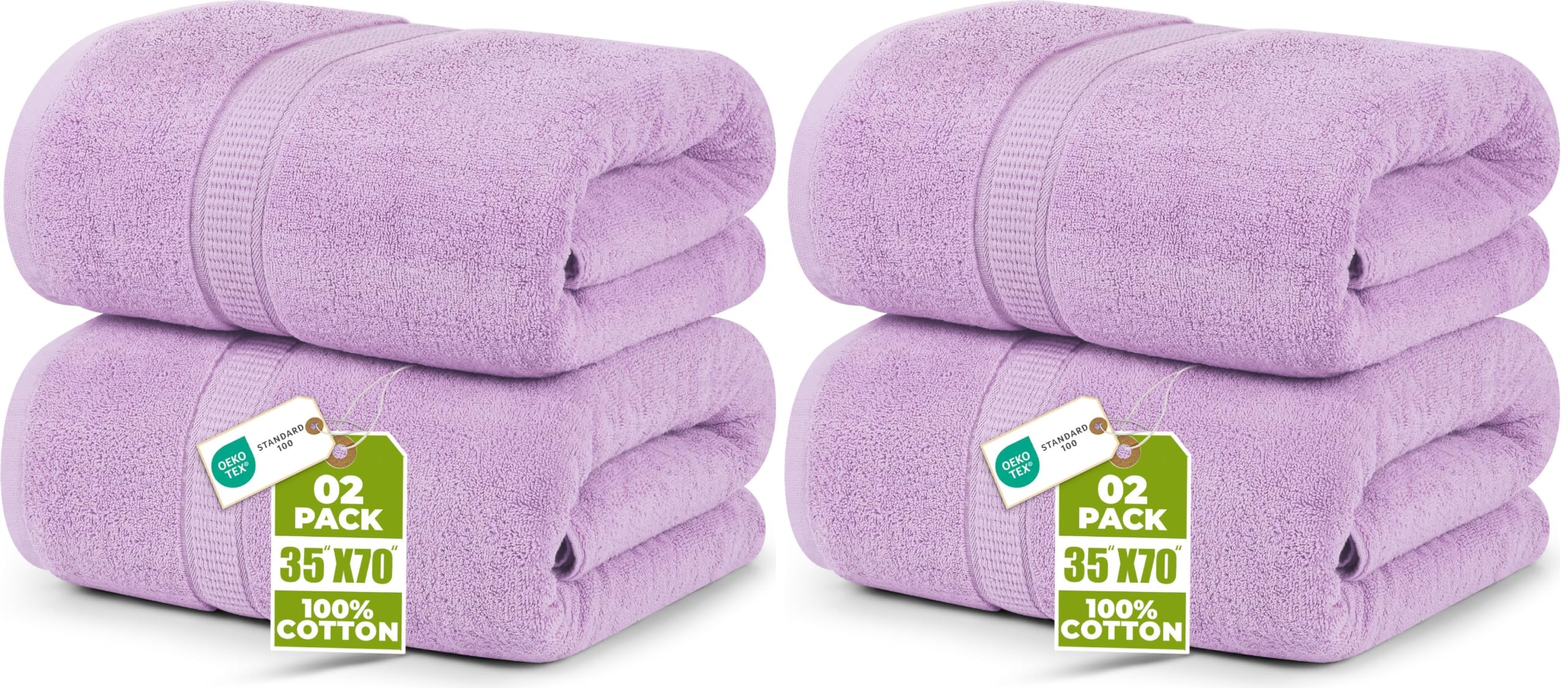 Utopia Towels Luxurious Jumbo Bath Sheet 2 Piece, 600 GSM, 35 by 70 Inches, 100% Ring Spun Cotton, Highly Absorbent and Quick Dry Extra Large Bath Towel, Super Soft Towel, Lavender (Pack of 2)