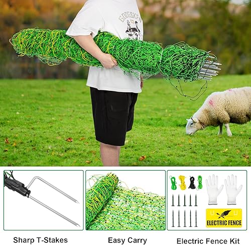 Miniatura 5 de Red eléctrica portátil de 49.6 x 164 pies para cabras, ovejas, corderos, ciervos, cerdos, perros en patios traseros, granjas, ranchos, granjas y