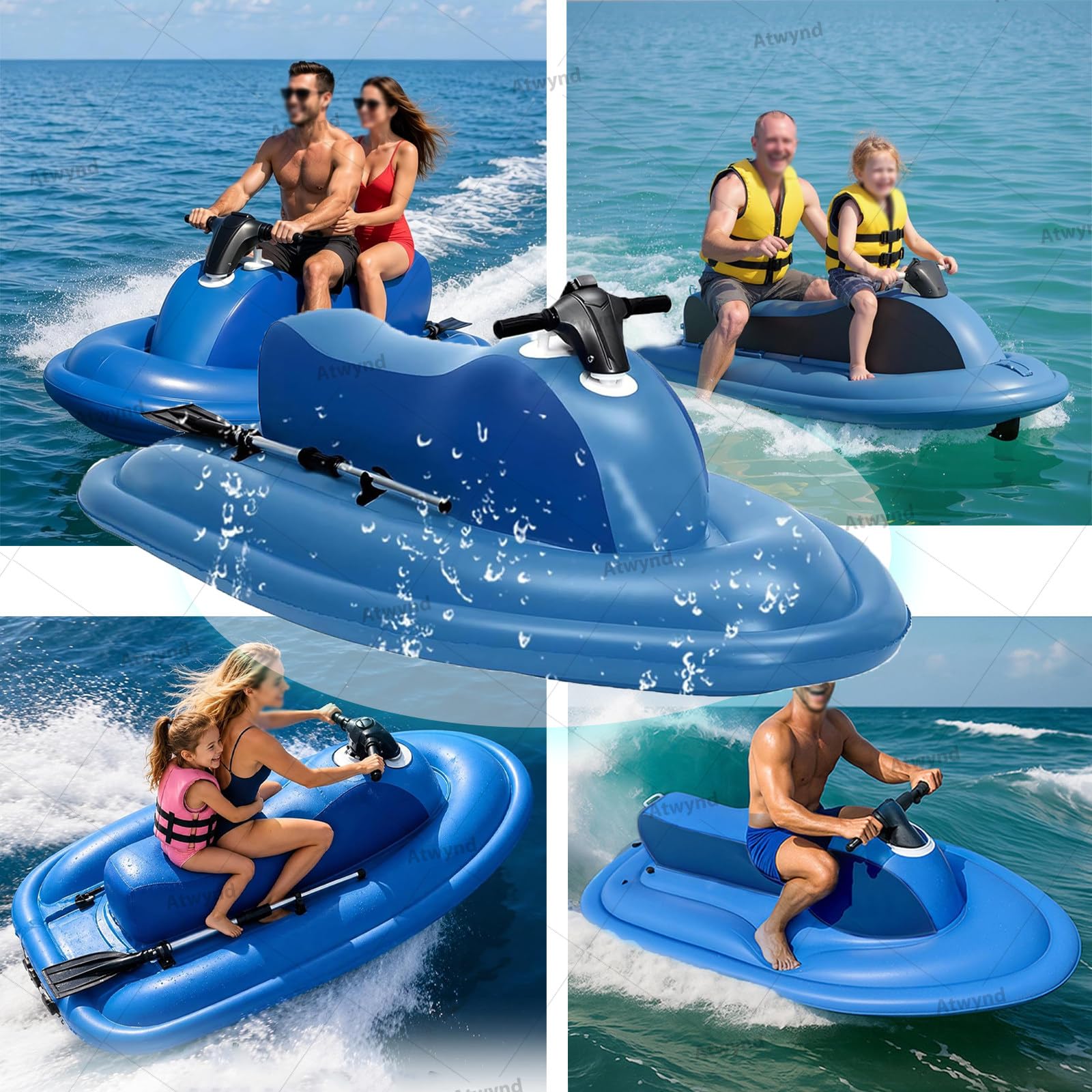 Jet Ski Elettrico Gonfiabile con Motore, Tavola da Surf Elettrica per la Famiglia al Lago, Scooter Subacqueo per Sport Acquatici, Barca a Jet Attrezzatura per Immersioni e Nuoto Nothruster