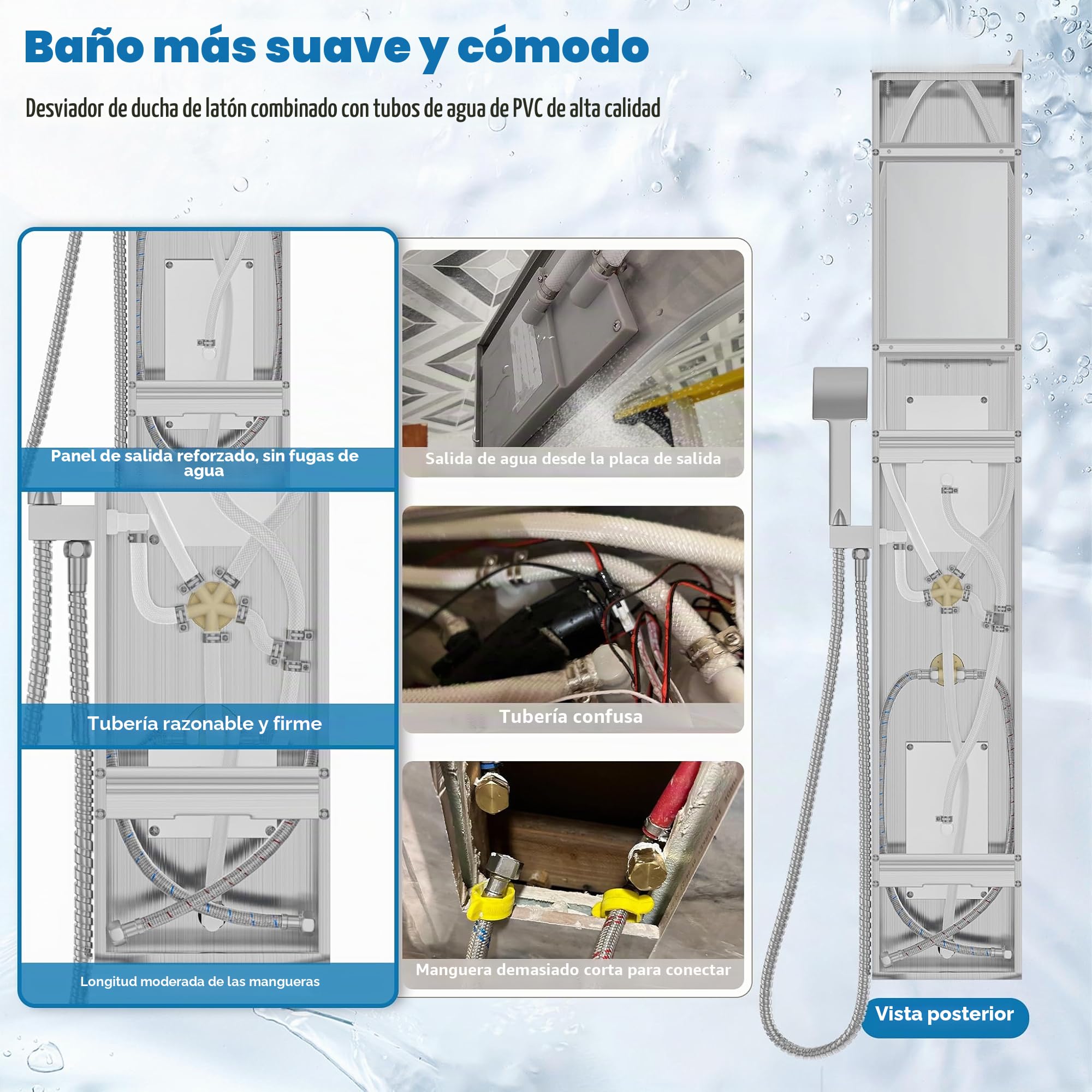 Froadp Panel de lluvia, sistema de 5 funciones, montaje en pared, juego de ducha con ducha de mano y masaje