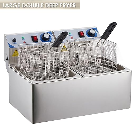 Miniatura 9 de Freidora eléctrica extra grande con cesta y tapa, encimera de cocina de acero inoxidable, máquina de freír aceite de pavo para comercial y hogar,