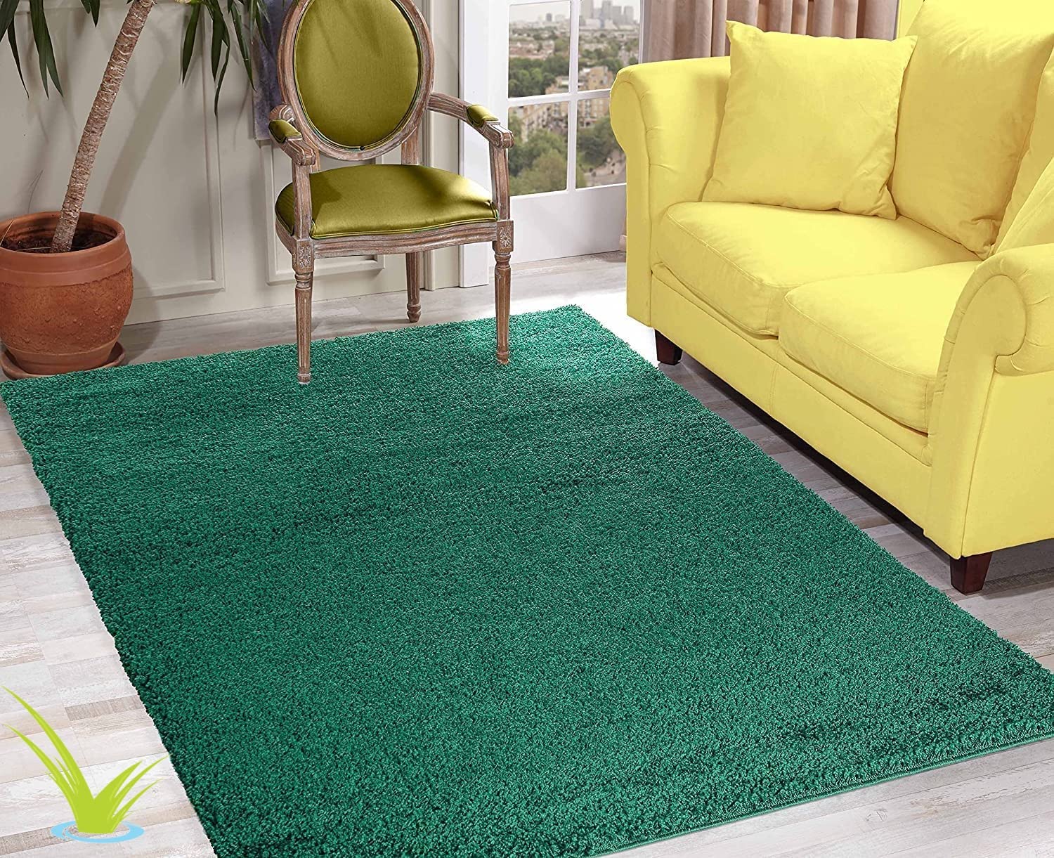 Wadan 60x110cm Emerald Shaggy Rugs Living Room |5mm Thick Pile | Extra Large Small Medium | Rectangular Size | Soft Touch | Living Room Area Rugs | Non Shedding