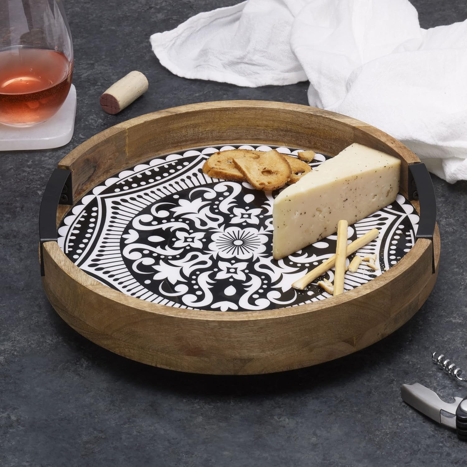 Gourmet Basics by Mikasa Kensington Lazy Susan Serve Tray, 12 Inch, Black