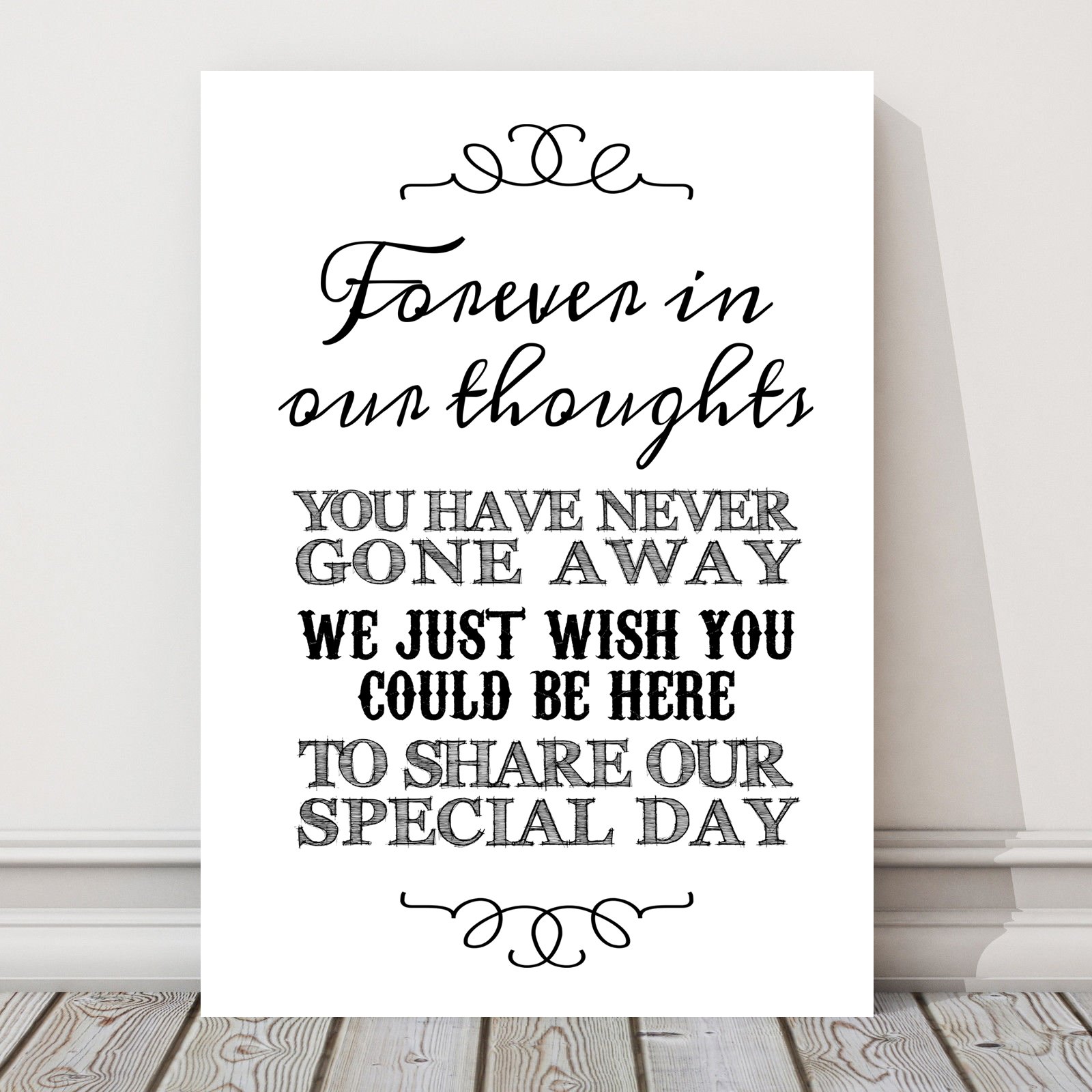 Purple Scrunch Wedding In Loving Memory Memorial Table Sign (CC) (White)