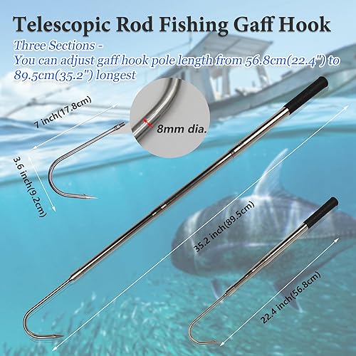 Miniatura 6 de Caña de pescar telescópica con dientes de 1~5, arpón de pesca de mar y hielo con barbas, lanza de pesca para caza de peces, ranas, topos Gancho