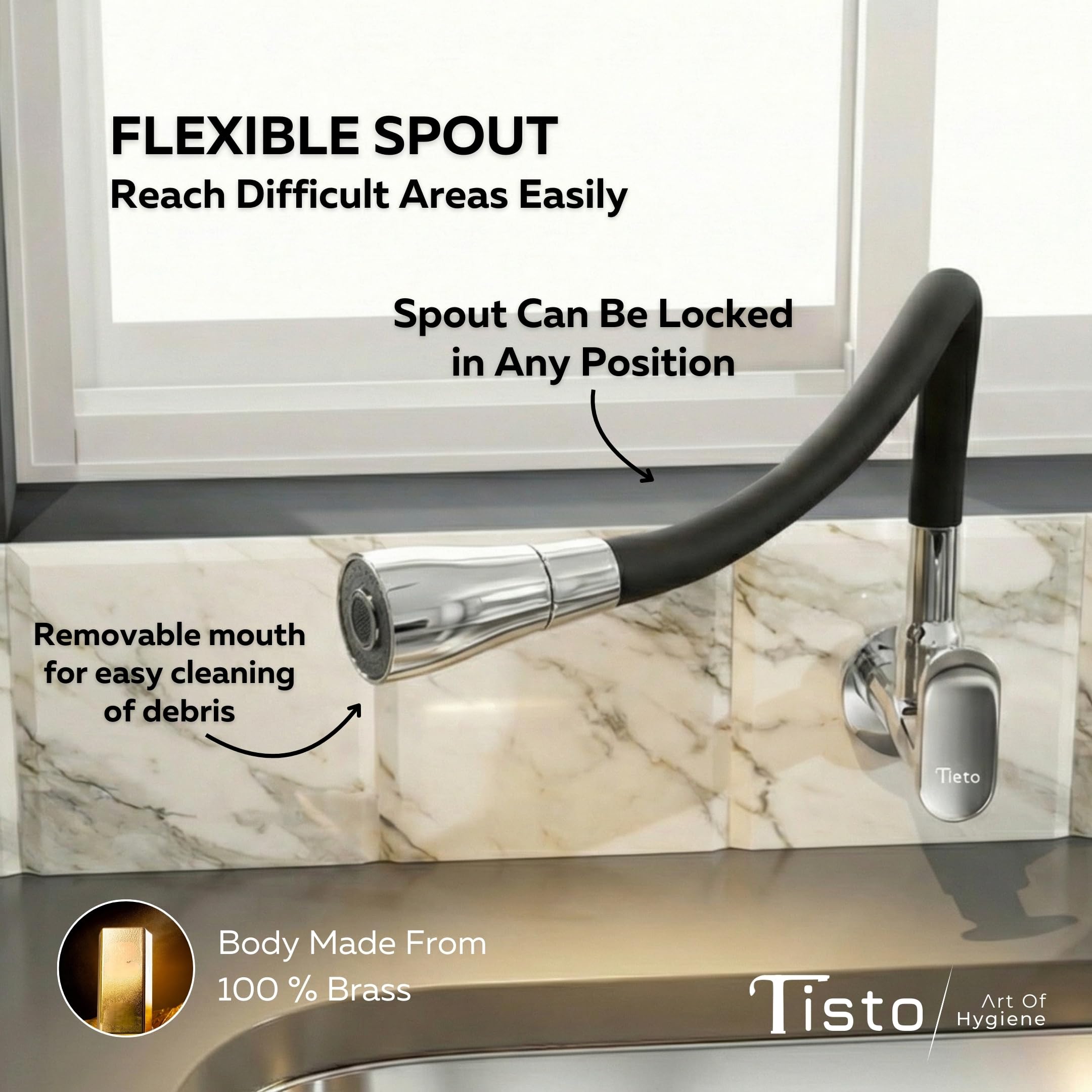 Tisto Flexis Sink Tap - 10 Year Warranty -3