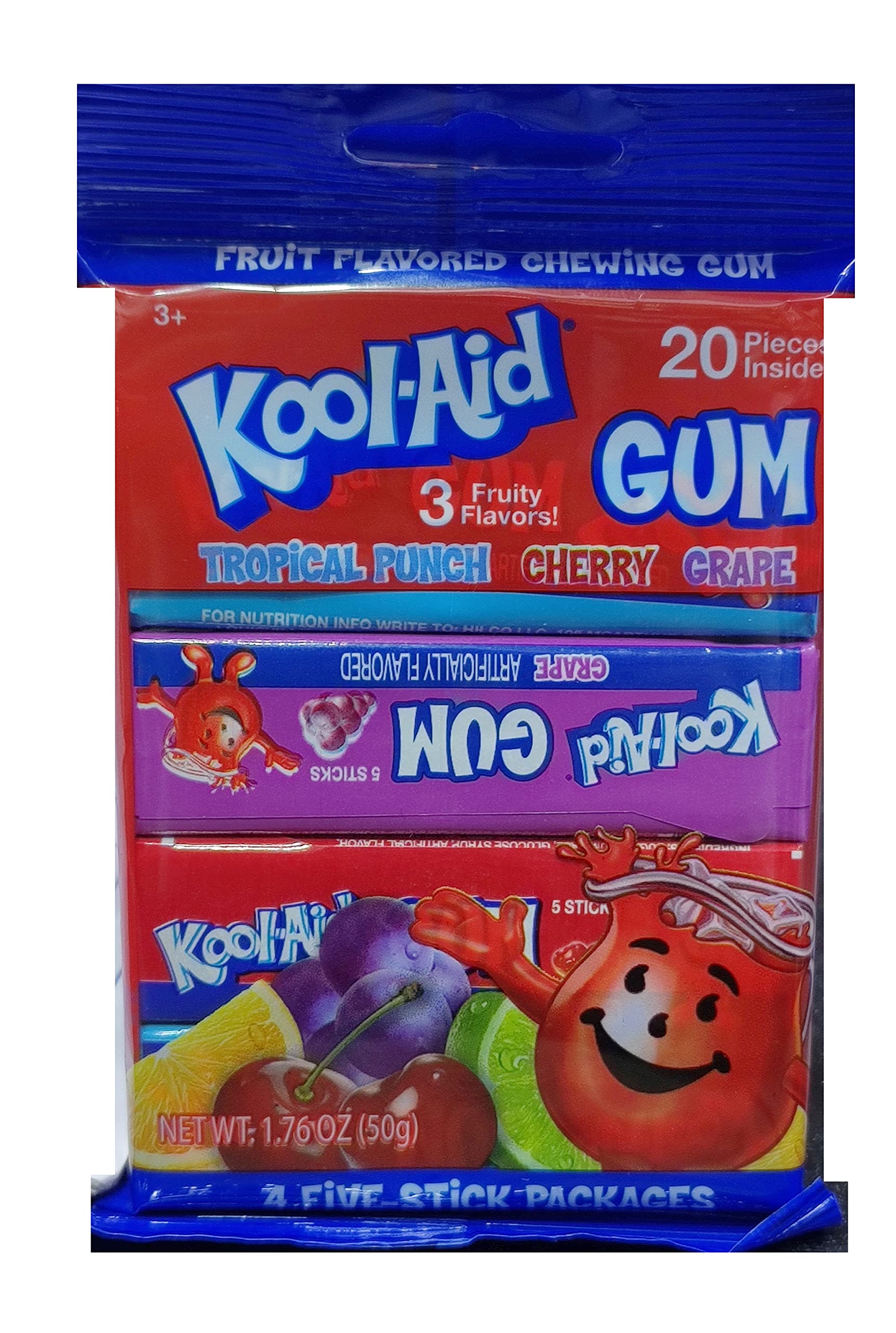 Kool-Aid 3 Fruity Flavours Of Tropical, Cherry & Grape 20 Pieces Inside 50g