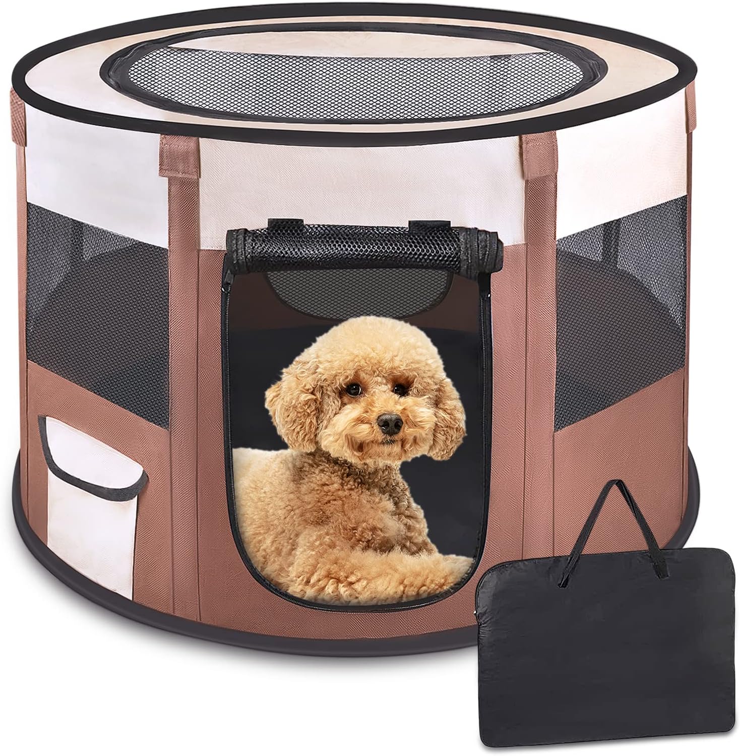LOYEE Foldable Dog Playpen, Portable Pet Playpen with Free Carrying Case, Great for