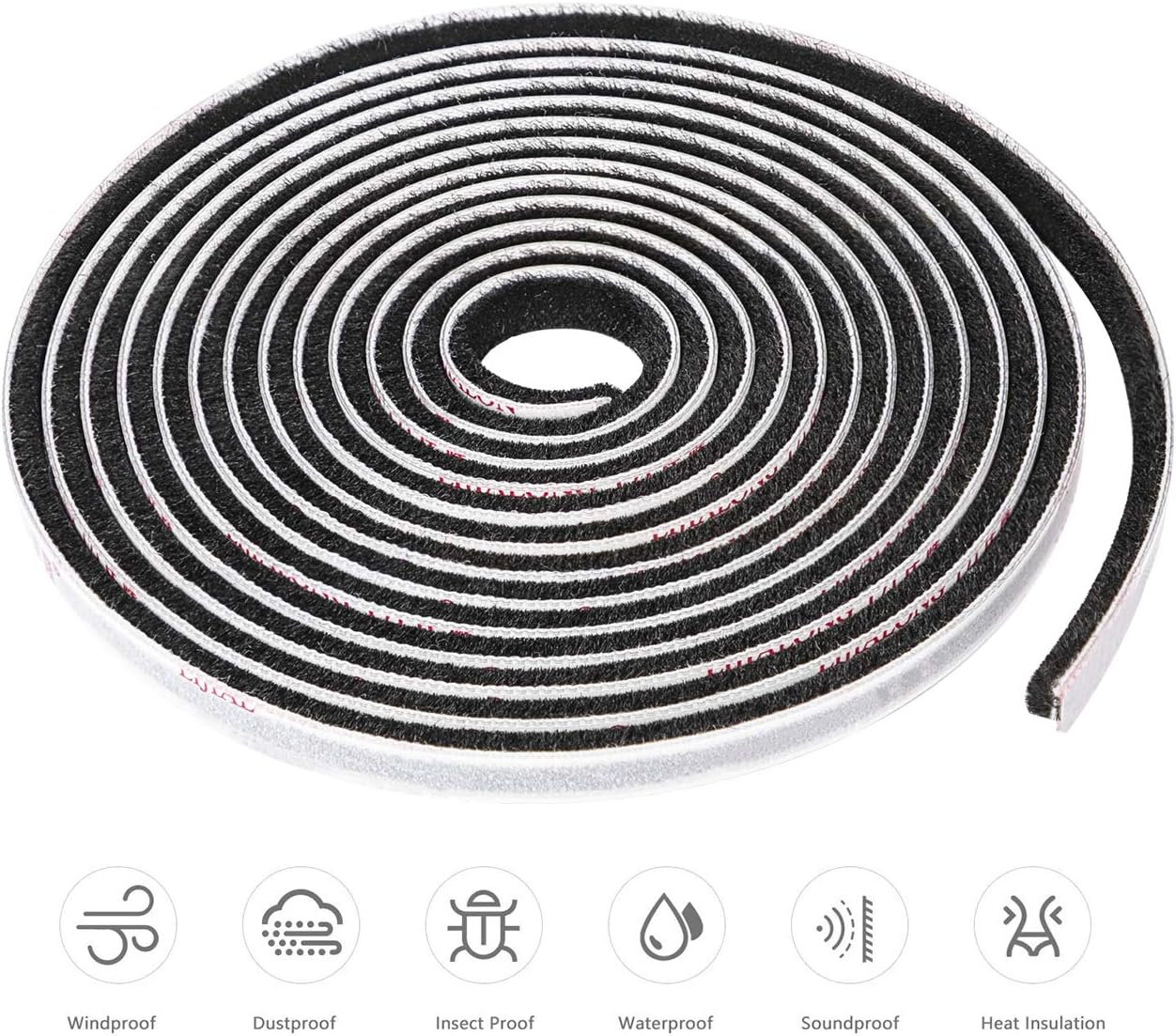 MAGZO Weather Stripping for Windows and Doors 11/32 inch x 3/16 inch x 16 Ft Black, Door Brush Strip for Sliding Doors Window Brush Door Sweep
