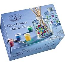 House of Crafts Glass Painting Diffuser, Single Craft Kit Set, Multicoloured, Includes 2 Glass Fragrance Diffuser Bottles, Silver Outline Stickers, 5 Paints, Brush, Reed Diffuser Sticks, Instructions