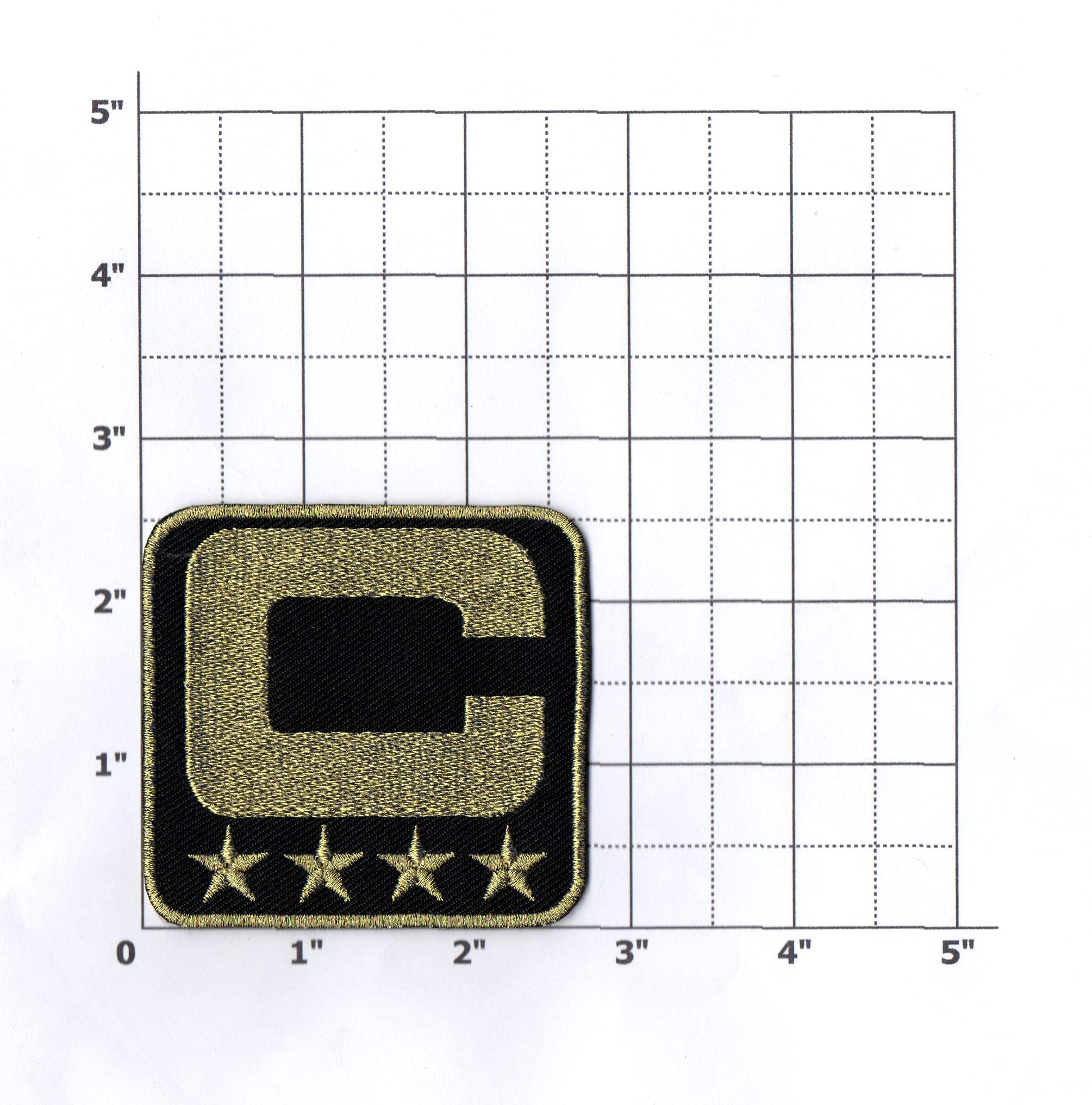 Parche Negro Del Capitán C 4 Estrellas Doradas Béisbol Negro 2