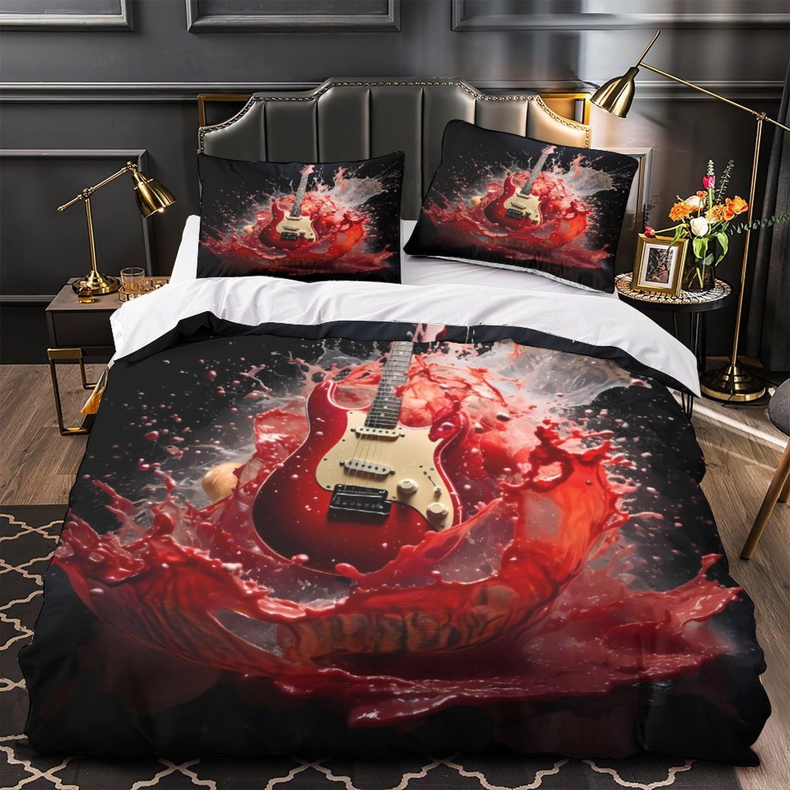 Parure de lit pharaon égyptien 3D housse couette super king microfibre douce