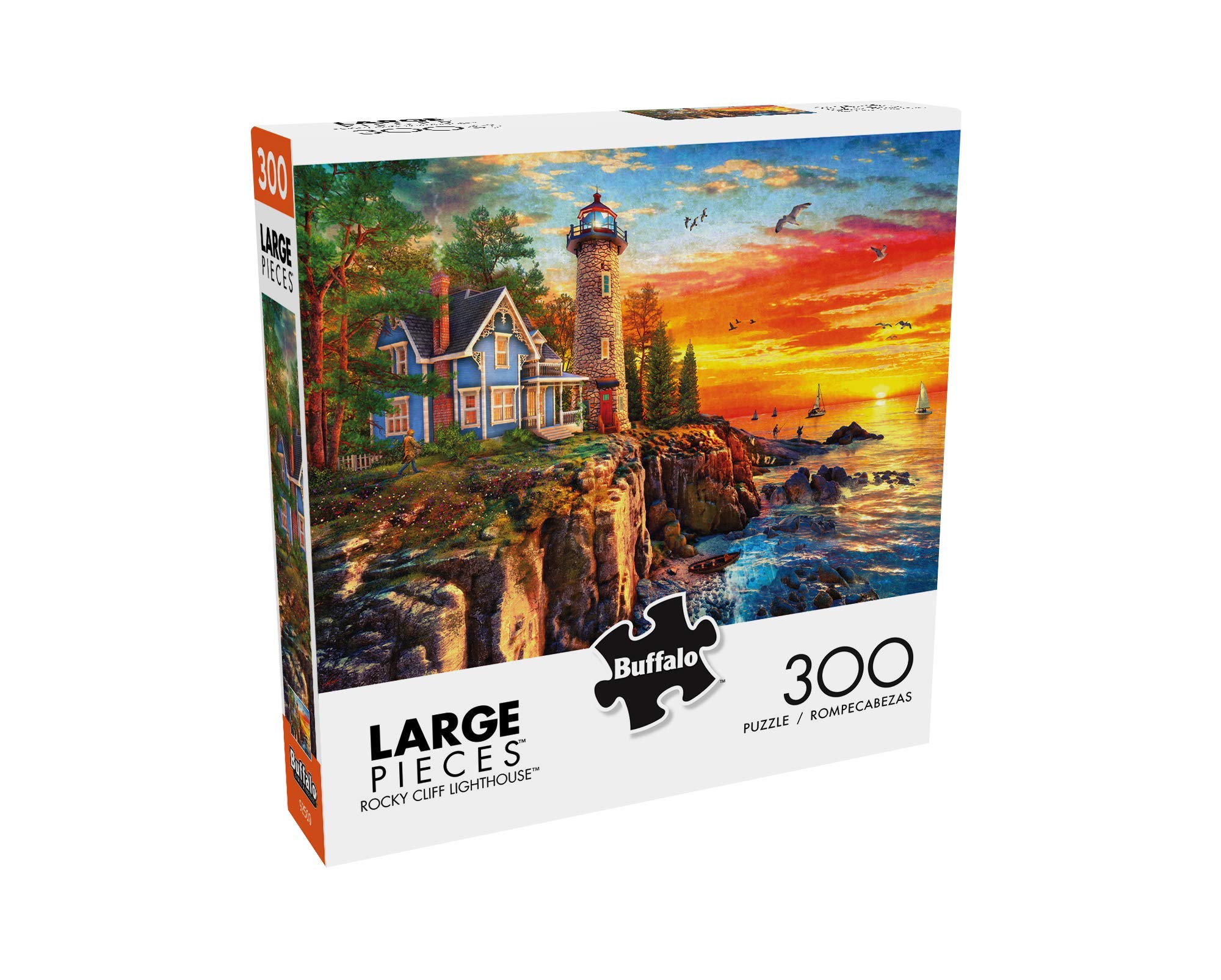 Buffalo Games - Dominic Davison - Rocky Cliff Lighthouse - 300 Piece Jigsaw Puzzle for Adults -Challenging Puzzle Perfect for Game Nights - Finished Size is 21.25 x 15.00