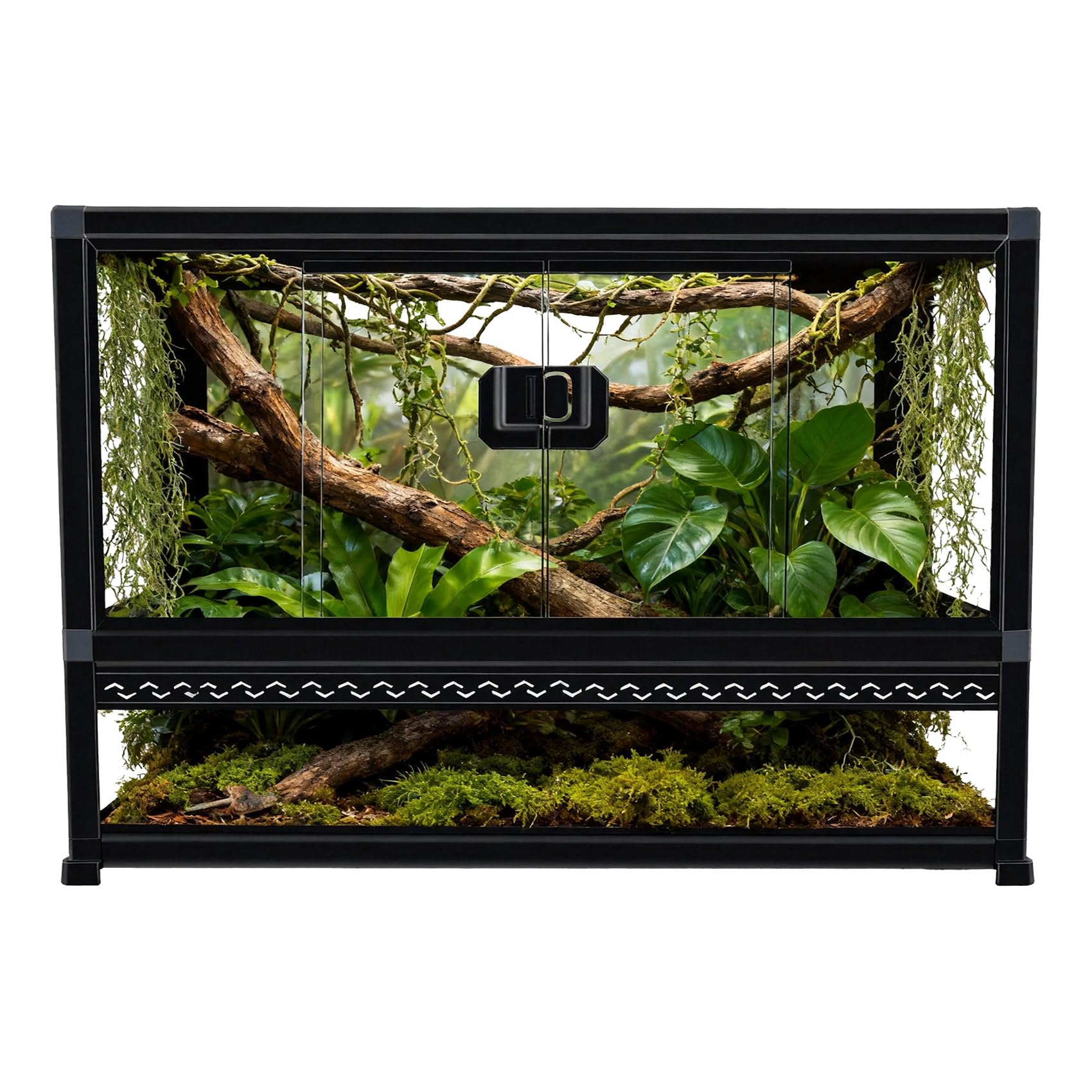 Terrario de cristal para reptiles de 22 x 14 x 12 pulgadas, tanque de apertura frontal con parte superior de malla, fácil montaje para pequeños reptiles, gecos, lagartos, serpientes, tortugas y más