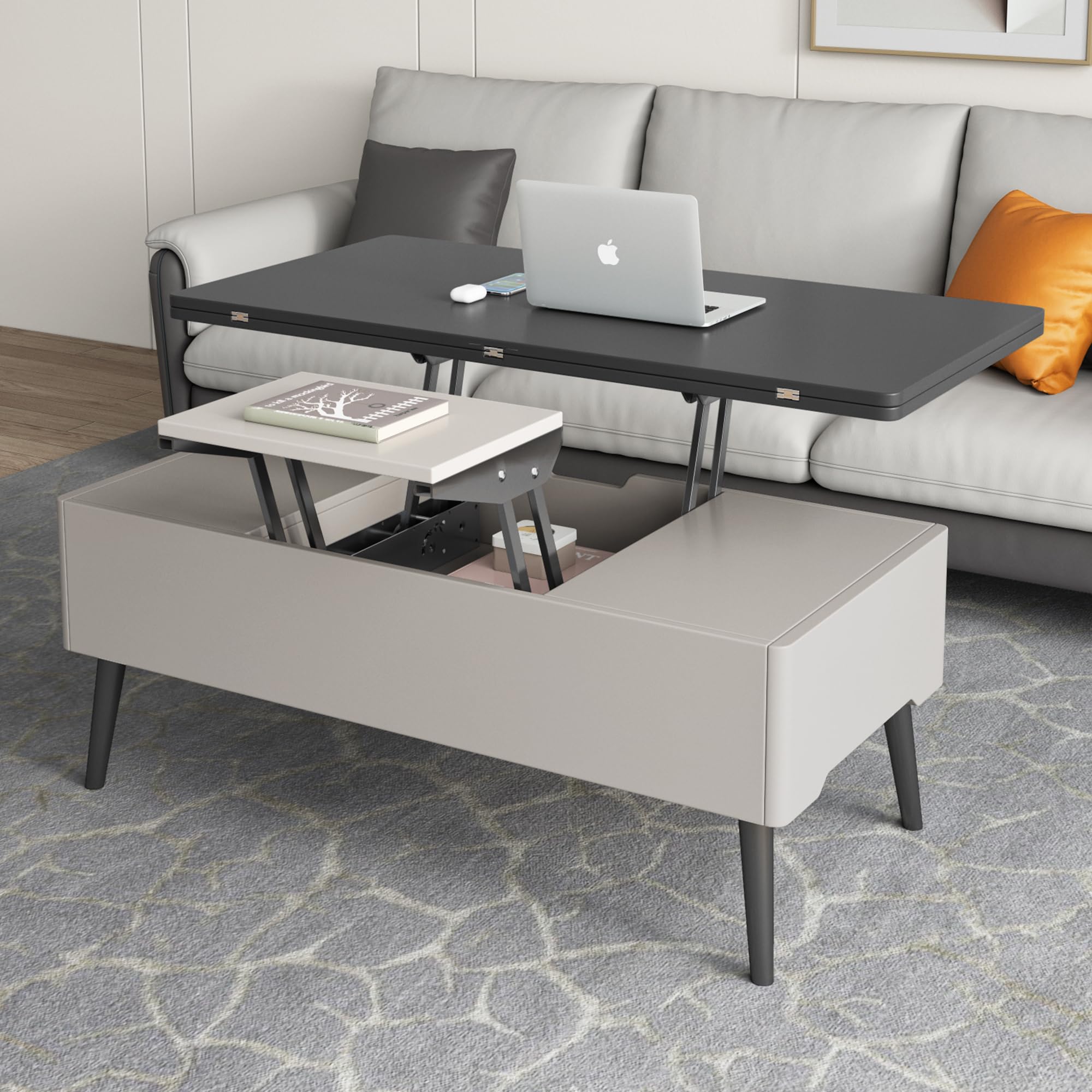 Amazon.com: GraceNook Grey Lift Top Coffee Table Converts to