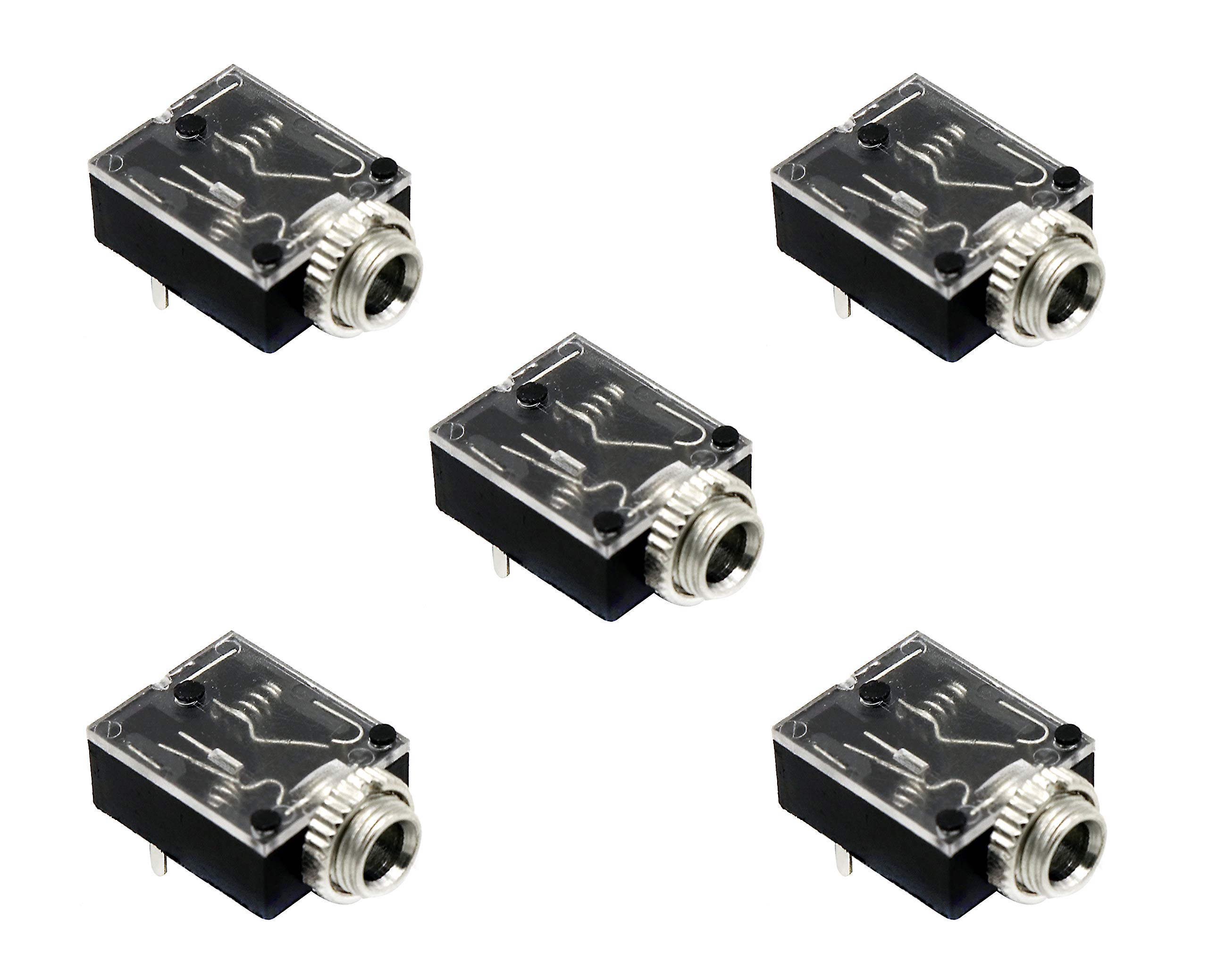 Electronicspices 5PCS 5 Pin 3.5mm Stereo Audio Jack Socket PCB Panel Mount for Headphone With Nut PJ-324M-image-22