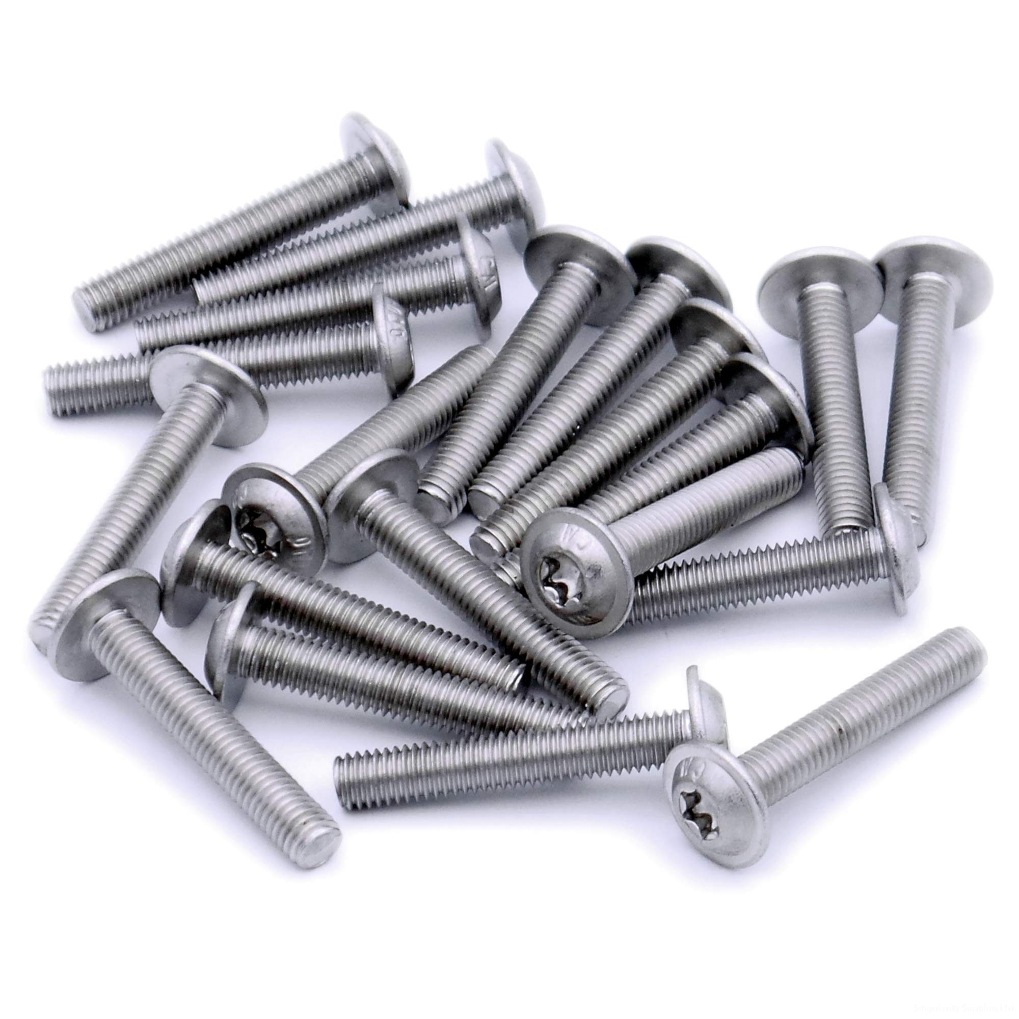 Singularity Supplies Silver M3 (3Mm X 20Mm) Flanged Tx Socket Button Machine Screw (Bolt) - Stainless Steel (A2) (Pack Of 20)