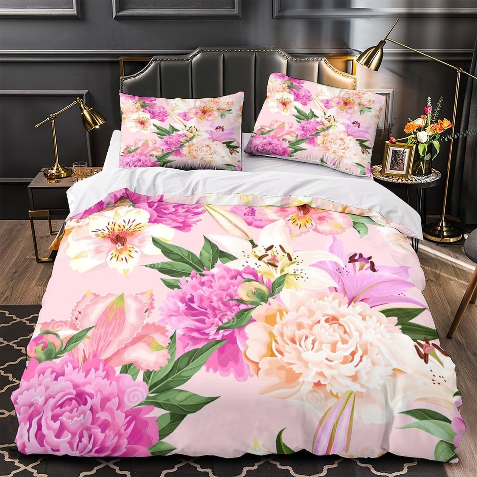 Parure de lit vintage pour chambre de femme au style jardin cosy