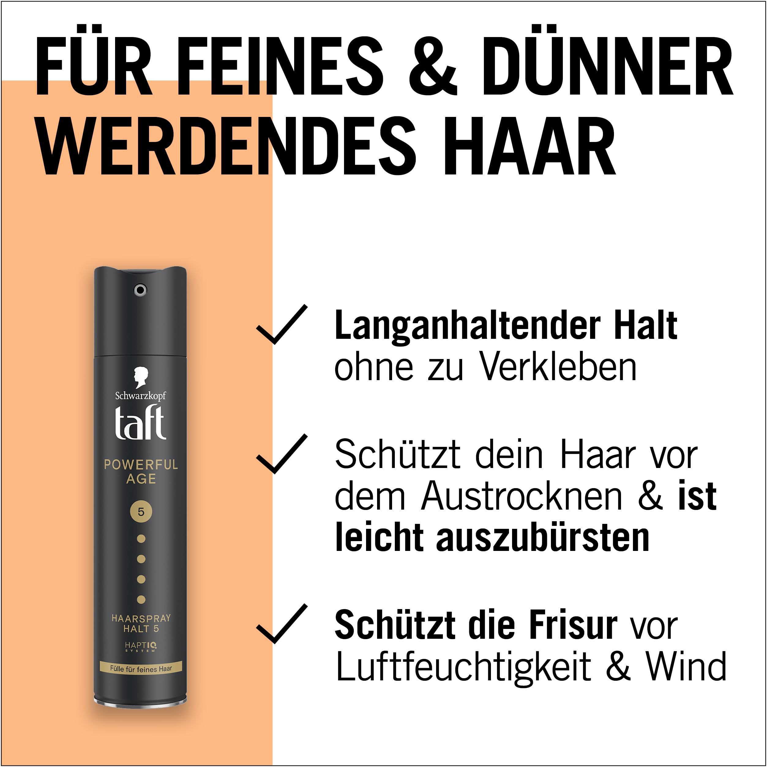 Schwarzkopf Taft Powerful Age - Espray para el cabello (5 x 250 ml), grado de retención 5 para el peinado del cabello, spray para cabello fino y fino, fórmula vegana