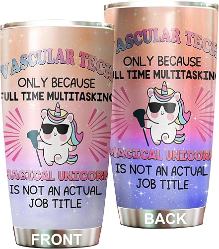 Miniatura 1 de Vaso de técnico vascular registrado de acero inoxidable de 20 onzas, divertidos regalos de tecnólogo vascular a granel para cumpleaños Navidad,