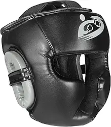 Capacete de boxe da Tworiver, capacete de couro sintético para boxe, MMA, UFC, Muay Thai, Kickboxing, artes marciais mistas, luta - Preto