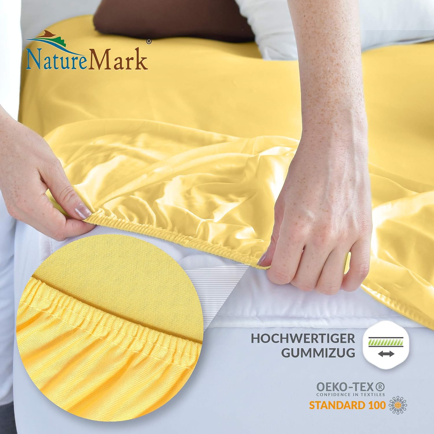 NatureMark - Microfibre Fitted Sheets in Different Colors and Sizes, Special Price! 100 % Polyester, Yellow 55'' x 79" - 63'' x 79'' (140x200 - 160x200 cm) - Image 5