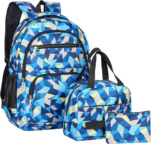 Howala School Bags for Girls Backpack Sets Boys 3 in 1 Large Waterproof Bag Kids Lightweight Travel Rucksack with Lunch Bag and Pencil Case Primary Middle Schoolbag for Teen Youth Students Blue