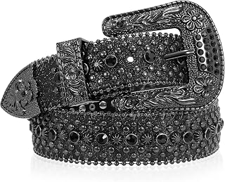 Men Women Rhinestone Belt Western Cowboy Cowgirl Shine Crystal Diamond Studded Luxury Strap Belts