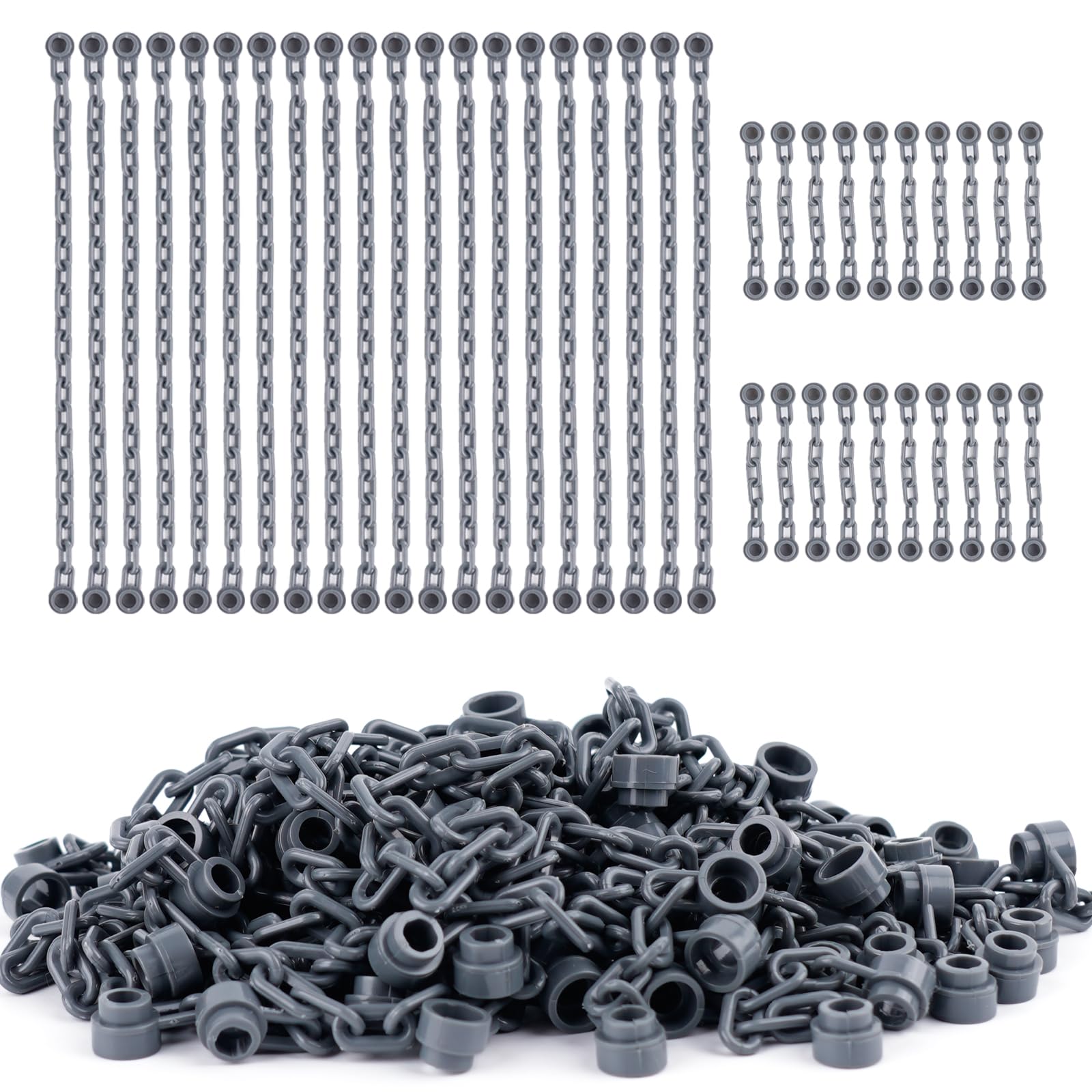 Chain Link Rope Accessories Pieces: 20pcs 21 Link and 20pcs 5-Link Chain Bulk Parts Building Block Sets, Compatible with 30104 92338-picture-10