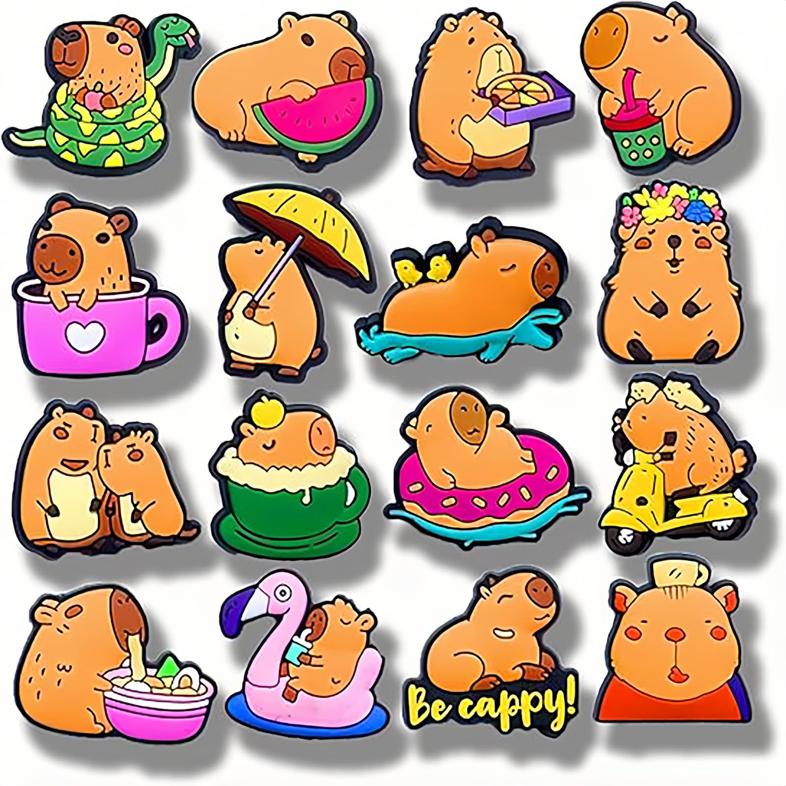 20PCS Capybara Shoe Charms for Clog,Cute Animals Shoe Decoration Charms for Women Men Adults,Trendy PVC Summer Beach Sandal Shoes Accessories Party Favors Birthday Gifts - 2