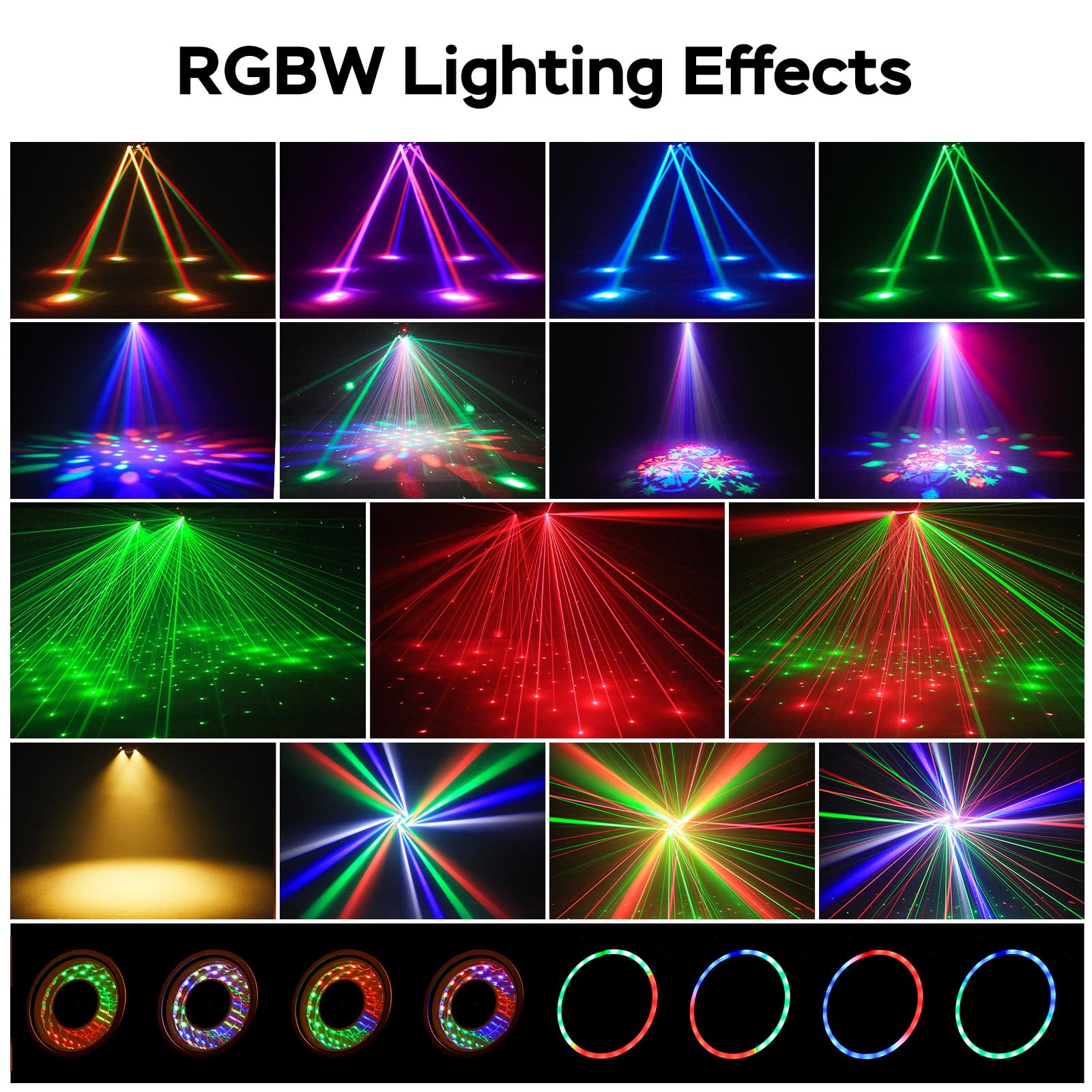 150W Cabeza Móvil LED RGBW Luz Discoteca con Control Remoto con 6 Brazos De Luz, RGBW Luces de Escenario, DMX 512 para Bodas, Fiestas, Teatros y DJ