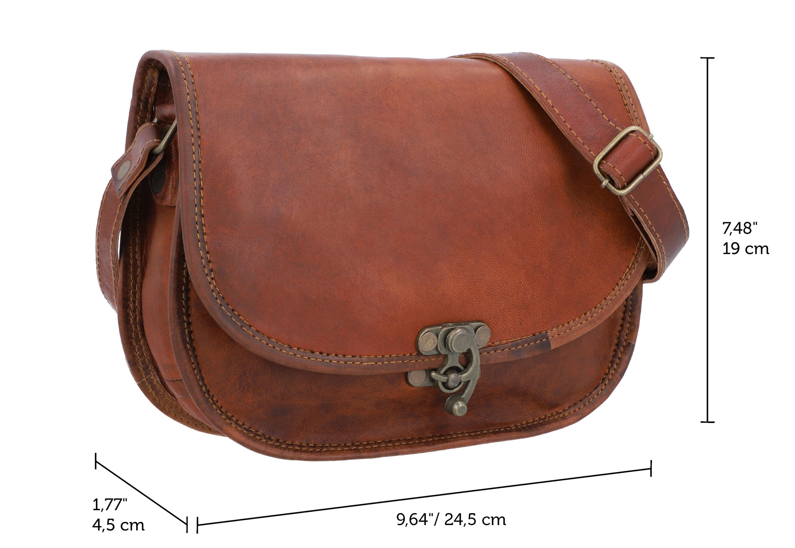 Gusti Leder Umhängetasche Edda - Handtasche Braun aus Ziegenleder Boho Vintage