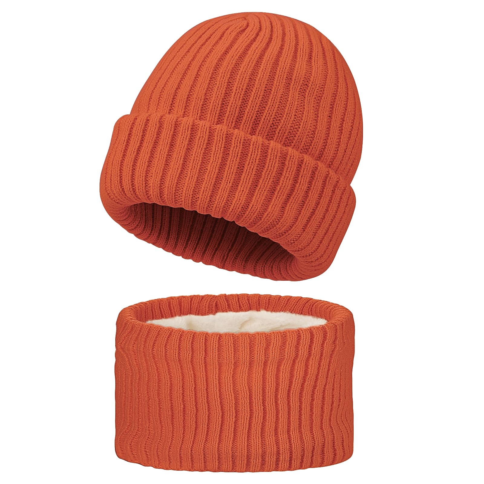 MASOCIO Conjunto Gorro y Bufanda Niños Invierno Gorro de Punto Termico Cálidos 6 Meses-8 Años